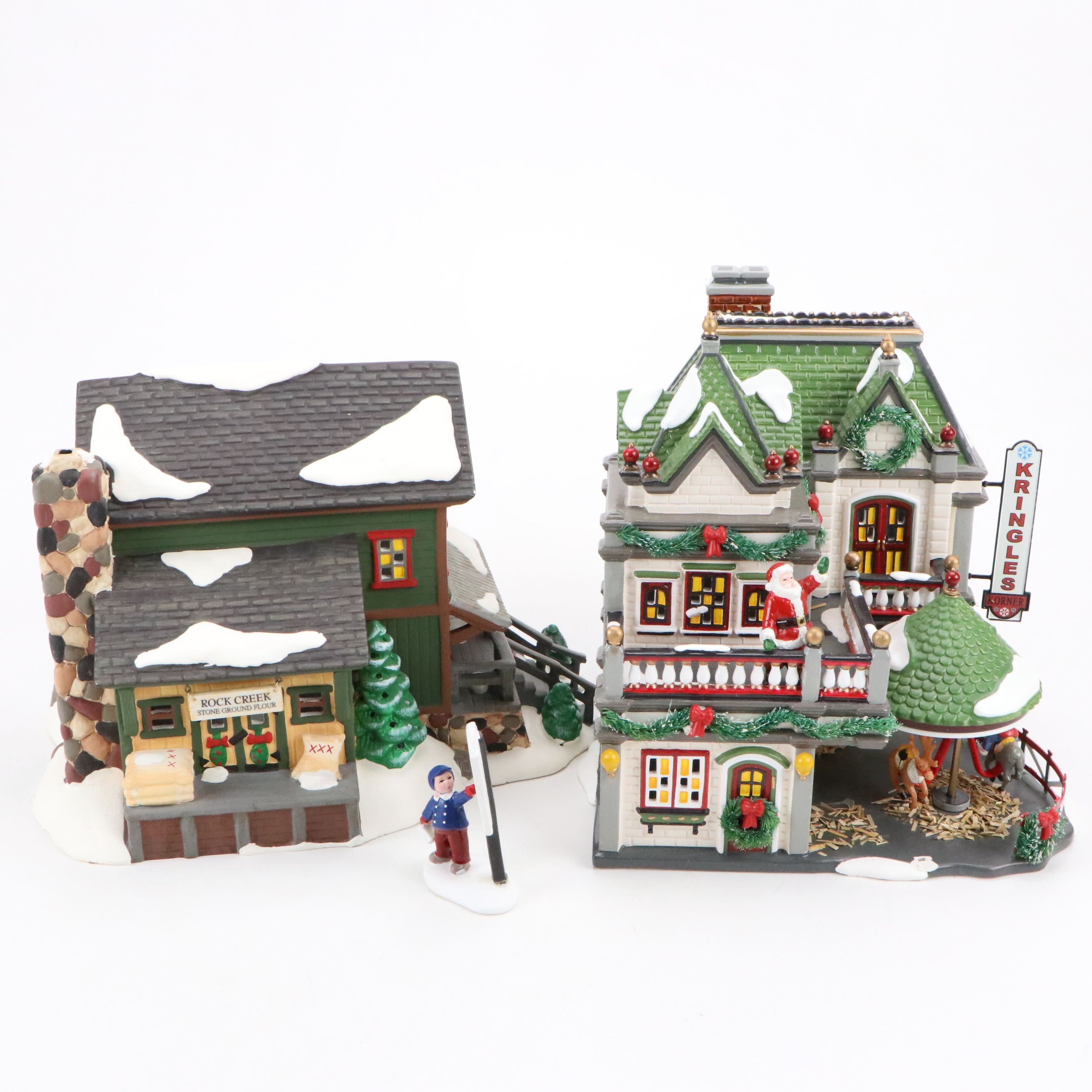 Dept. 56 Original Snow Village "Kringle's Korner," & "Rock Creek Mill House" Set