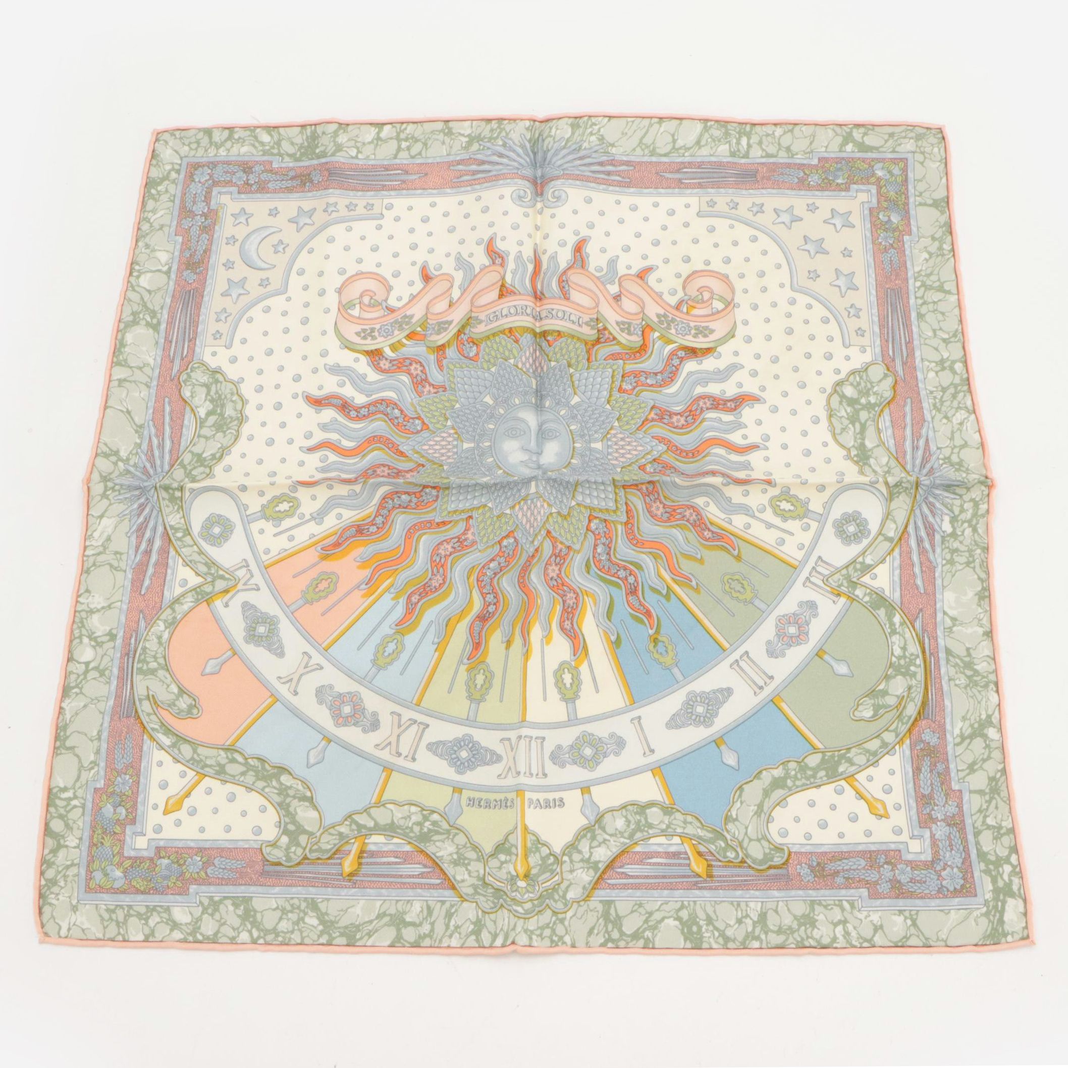 Hermès "Gloria Soli" Silk Twill Petit Carre Scarf 45