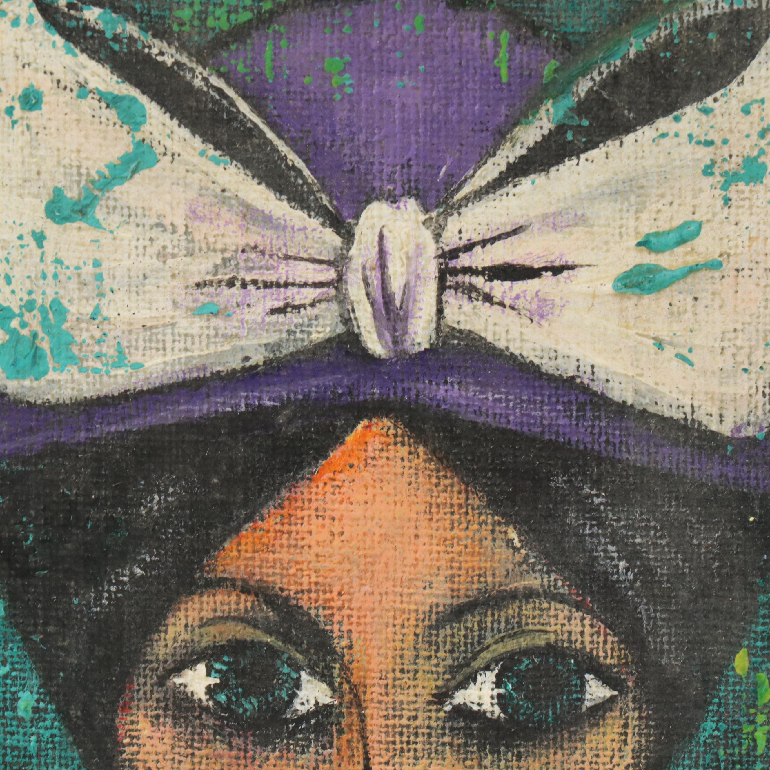 Monique Stylized Oil Portrait of Woman with Frilled Collar and Bow