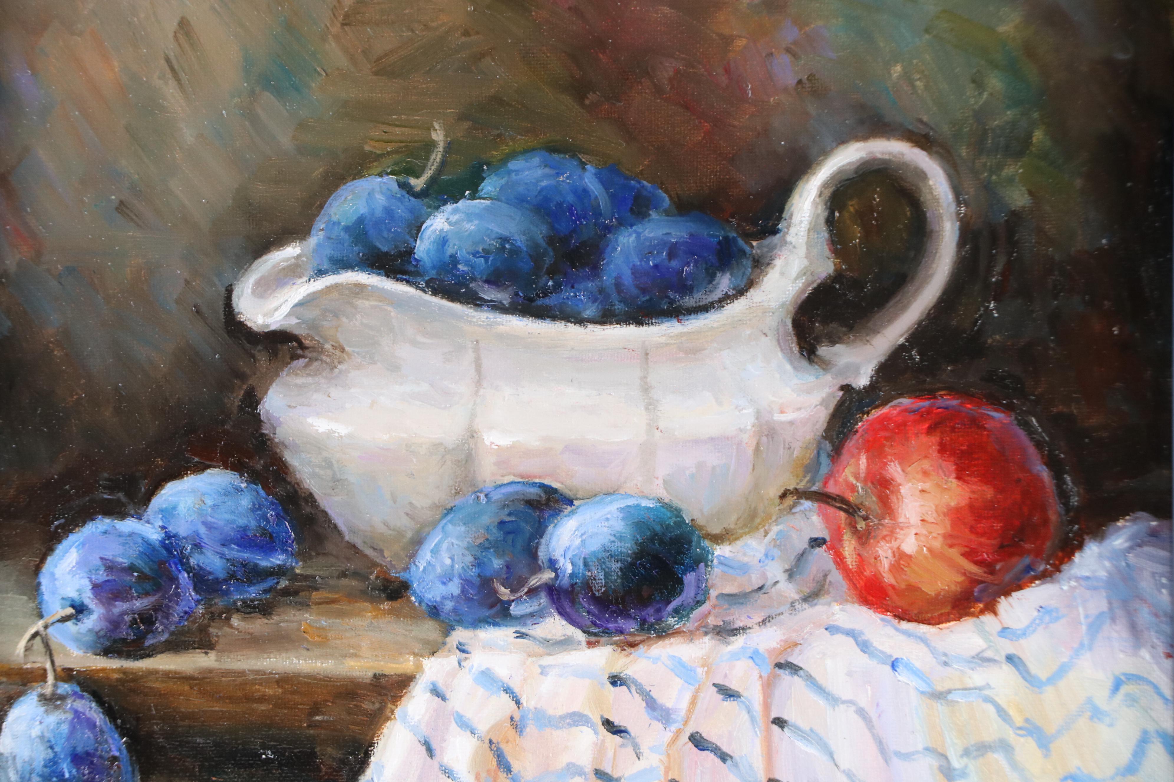 Nataliya Shlomenko Oil Painting "Still Life with Plums," 2025