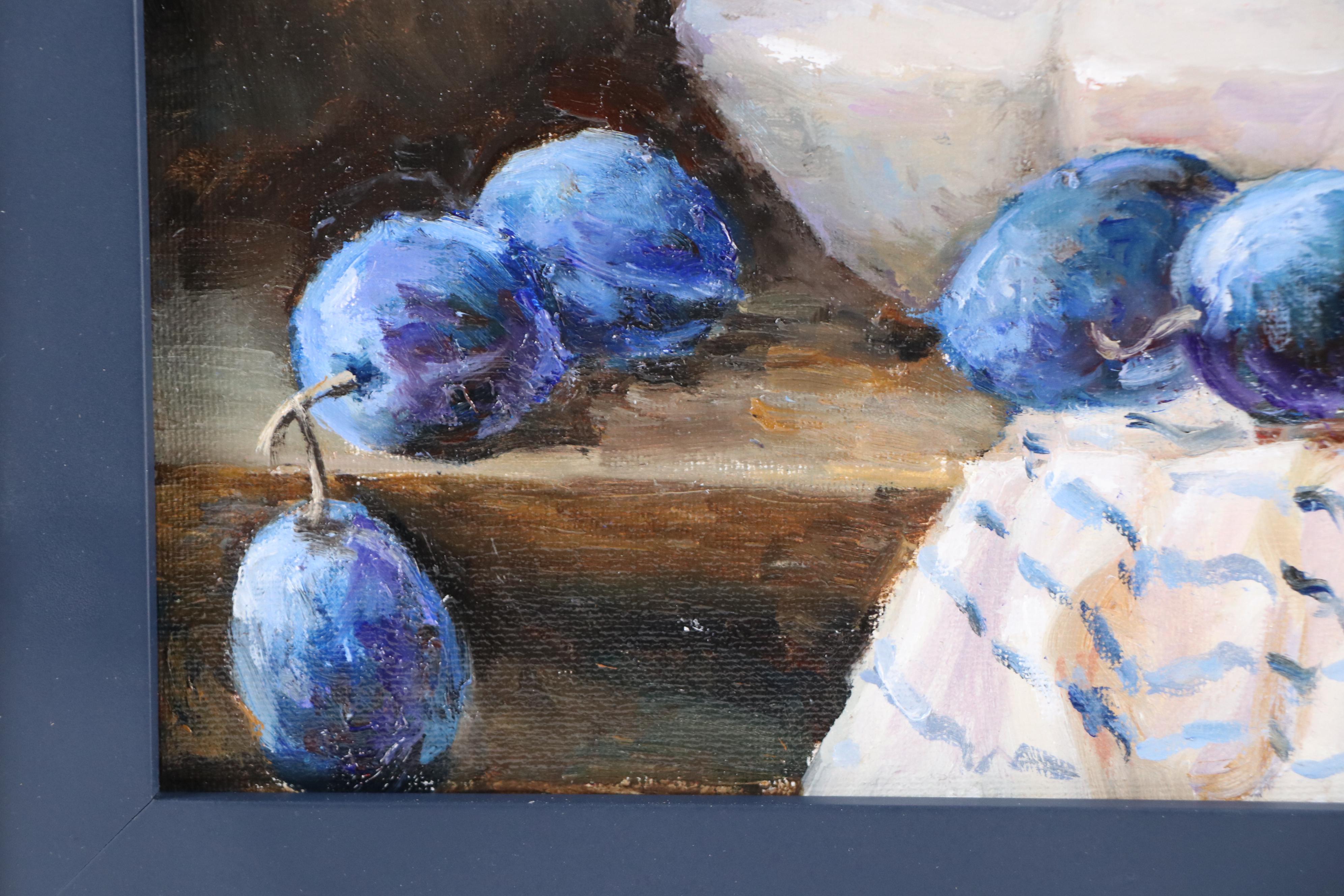 Nataliya Shlomenko Oil Painting "Still Life with Plums," 2025