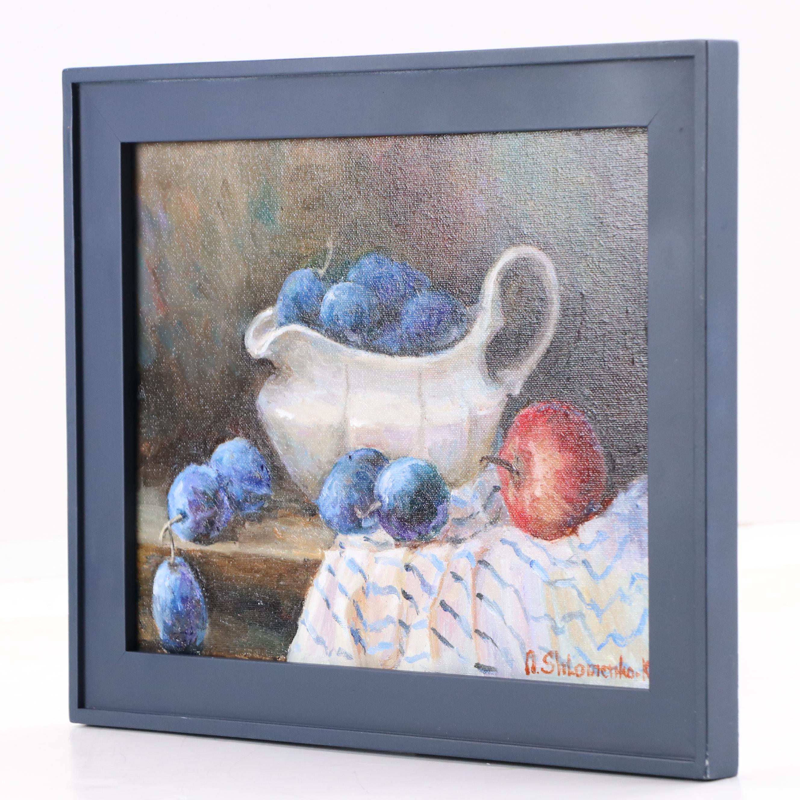 Nataliya Shlomenko Oil Painting "Still Life with Plums," 2025