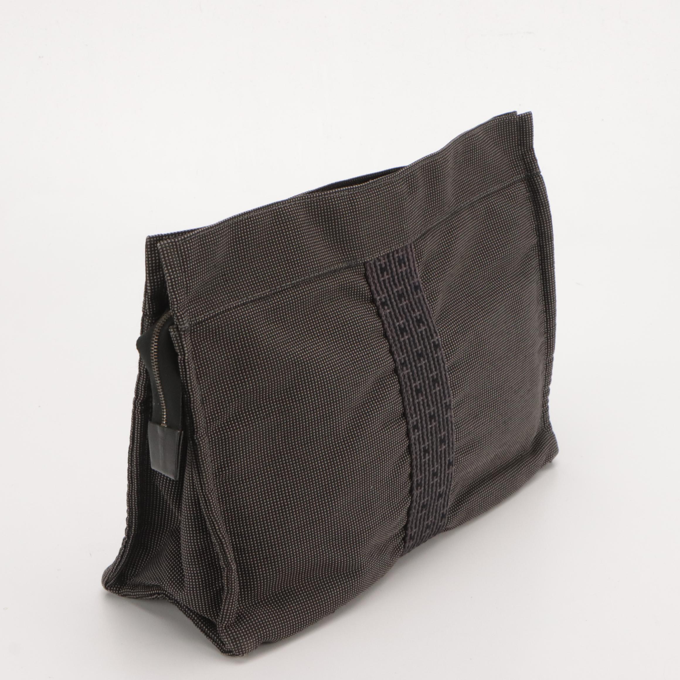 Hermès Toile Canvas Herline Zip Clutch