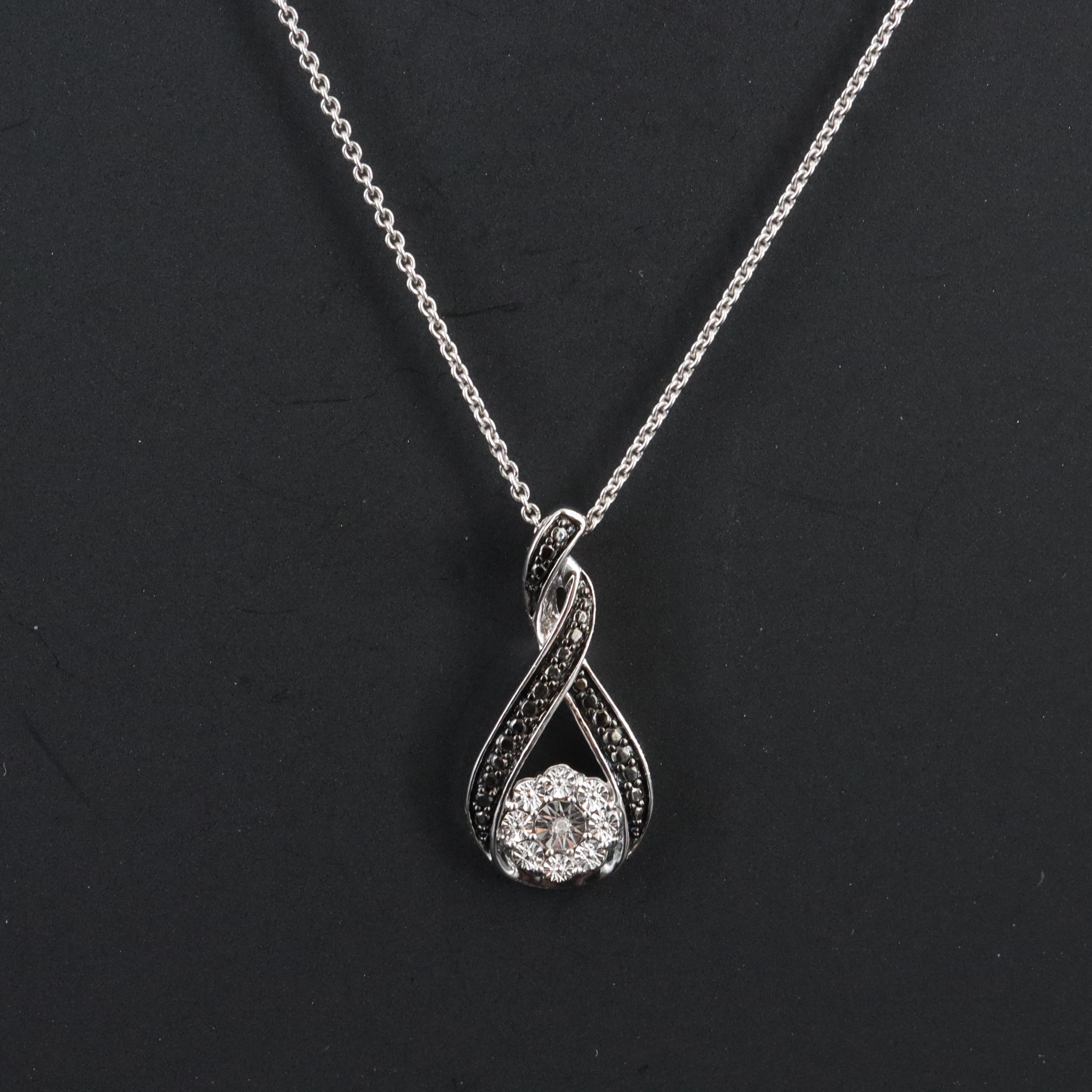 Sterling and Diamond Pendant Necklace Including Fancy Black Diamonds
