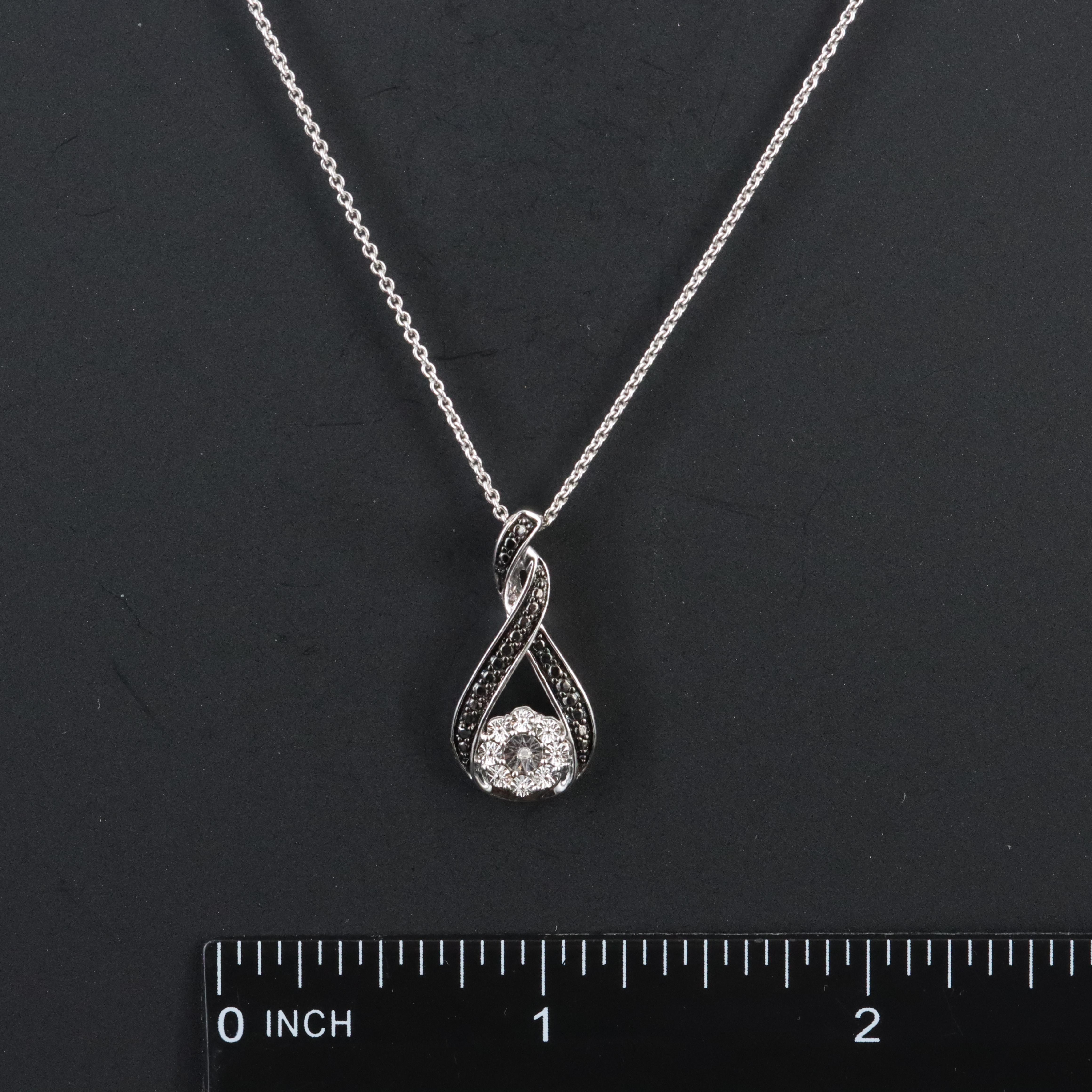 Sterling and Diamond Pendant Necklace Including Fancy Black Diamonds