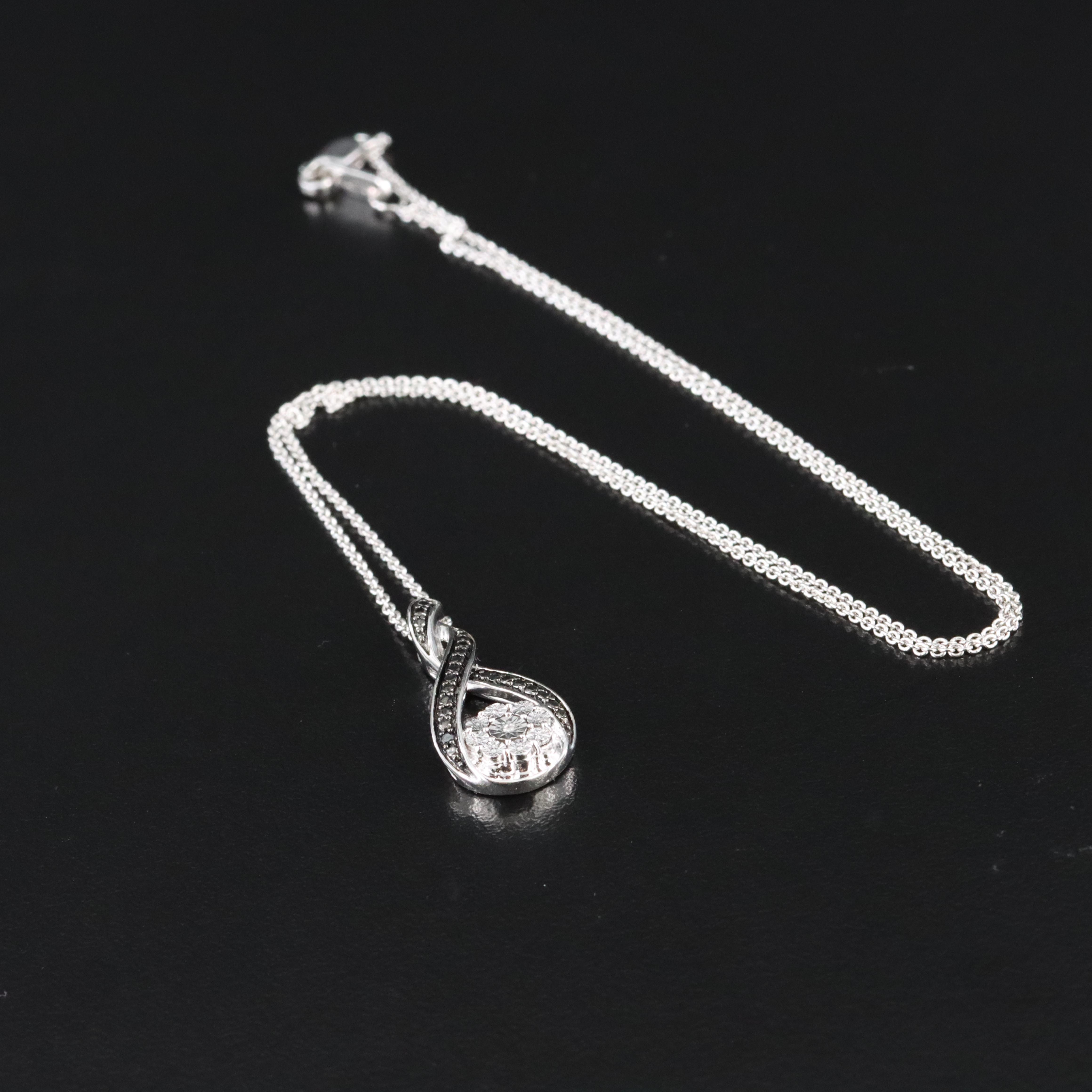 Sterling and Diamond Pendant Necklace Including Fancy Black Diamonds