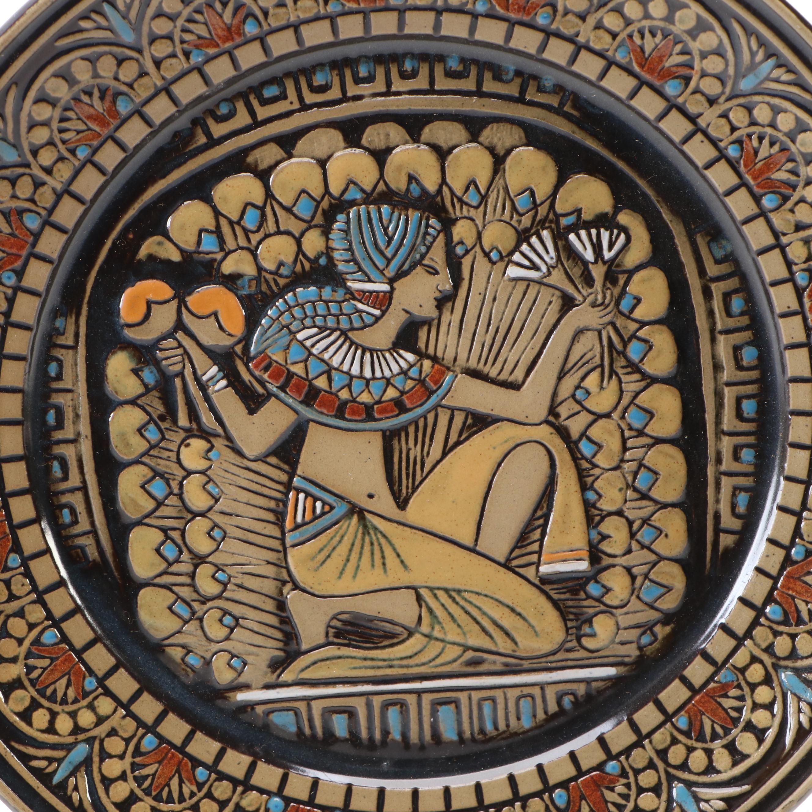 Denby Limited Edition Egyptian Collection Collector Plates with Stands