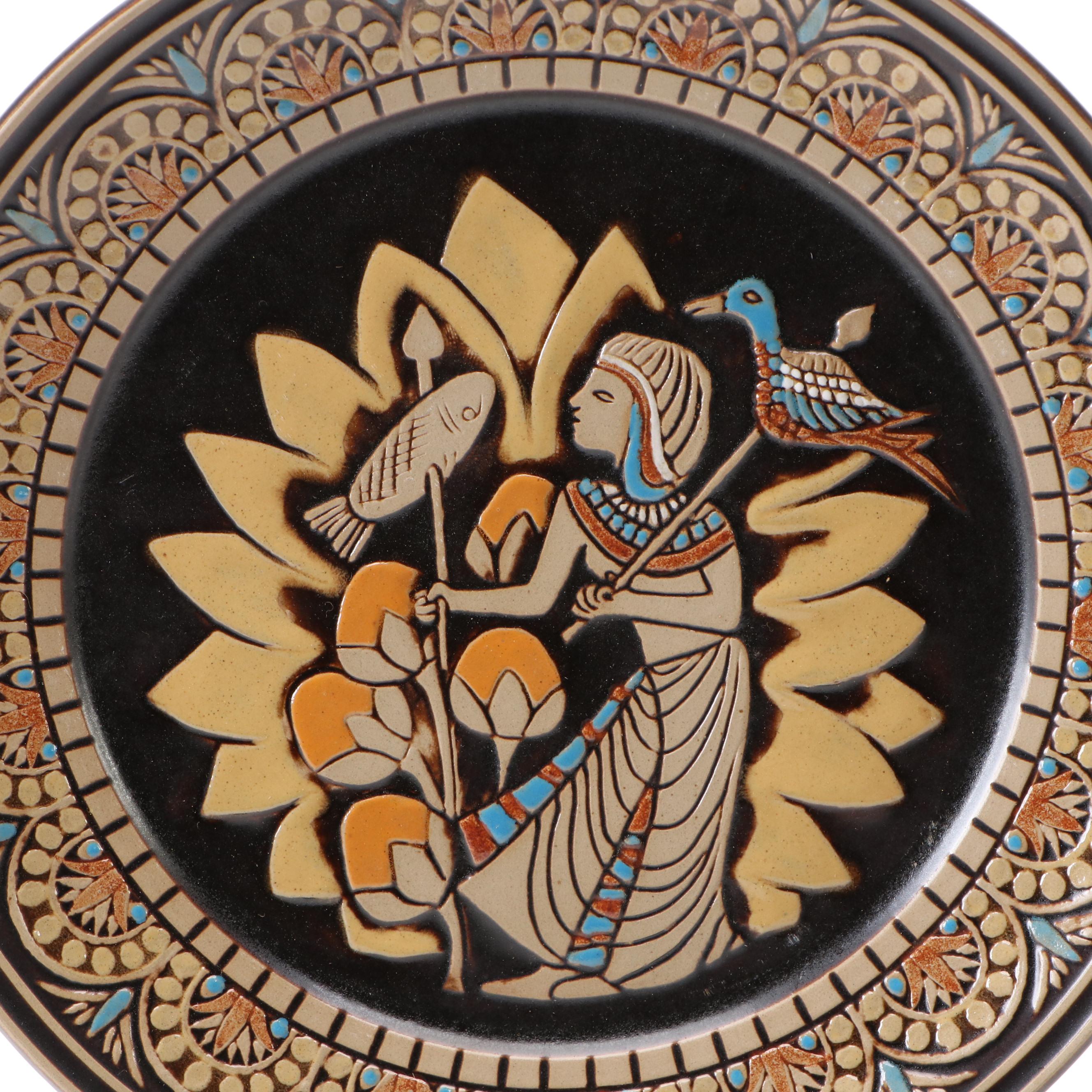 Denby Limited Edition Egyptian Collection Collector Plates with Stands