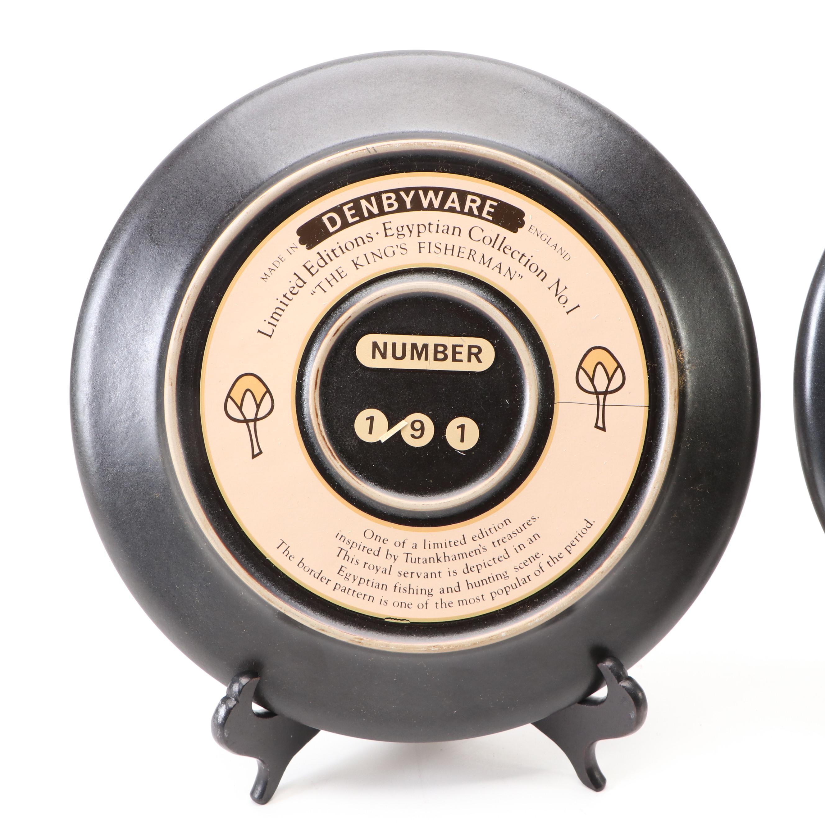 Denby Limited Edition Egyptian Collection Collector Plates with Stands