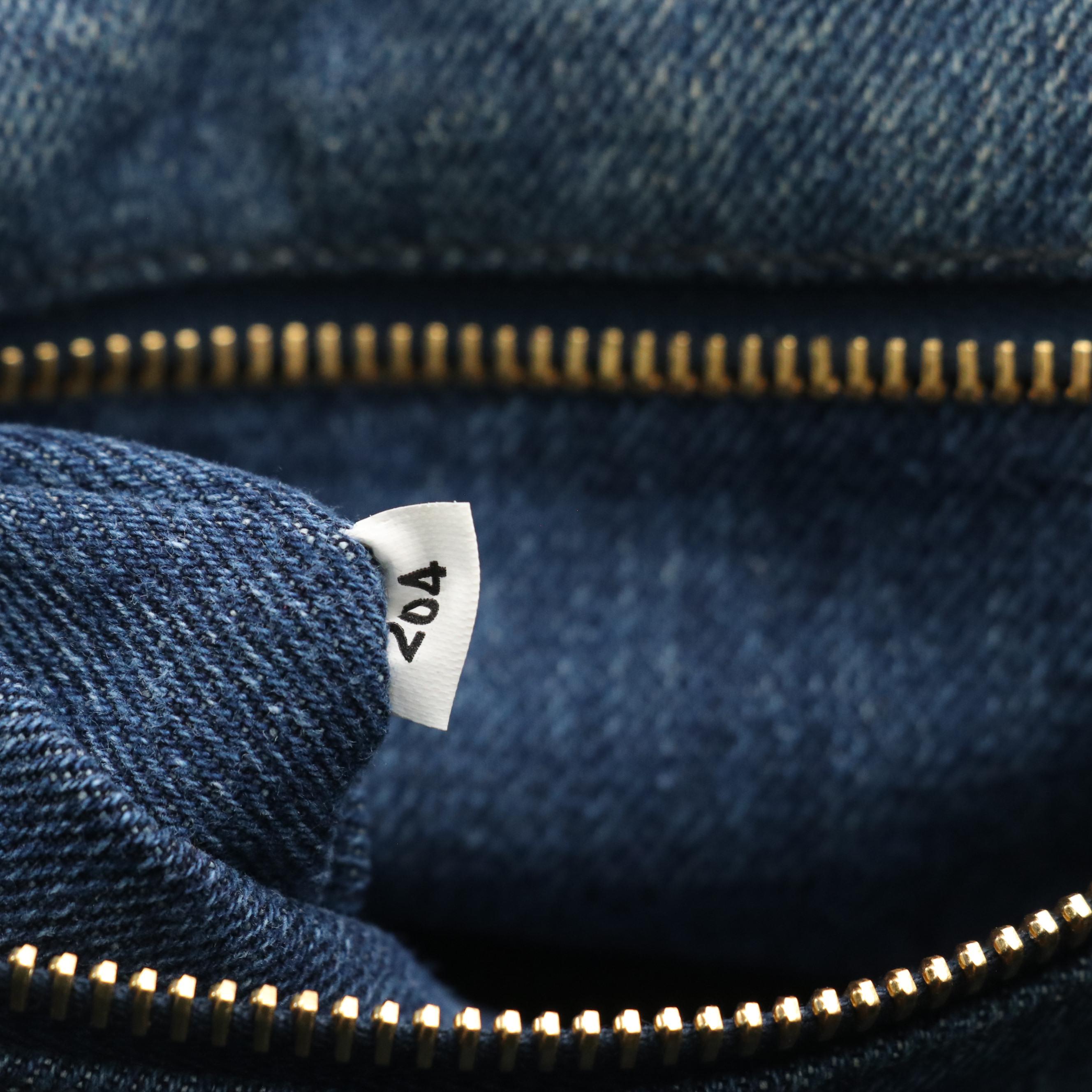 Prada Blue Canapa Logo Denim Tote