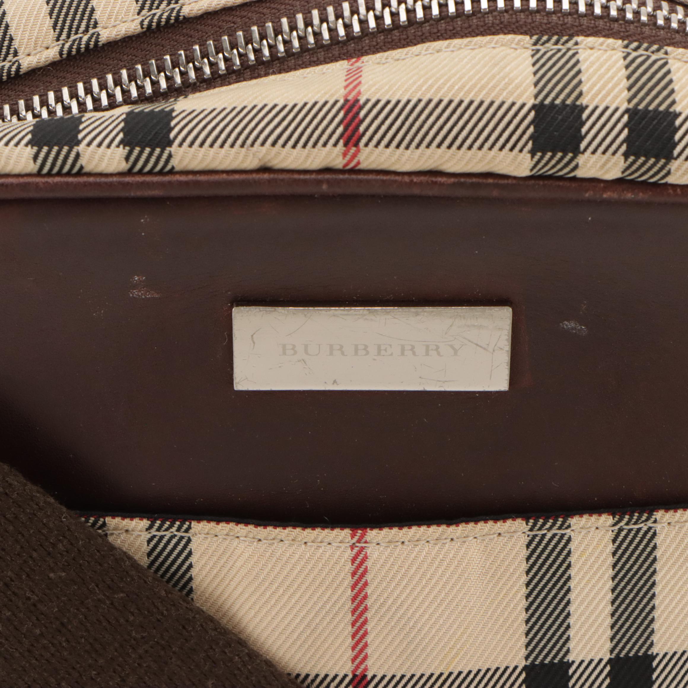 Burberry Crossbody Bag in Nova Check Nylon Canvas and Dark Brown Leather