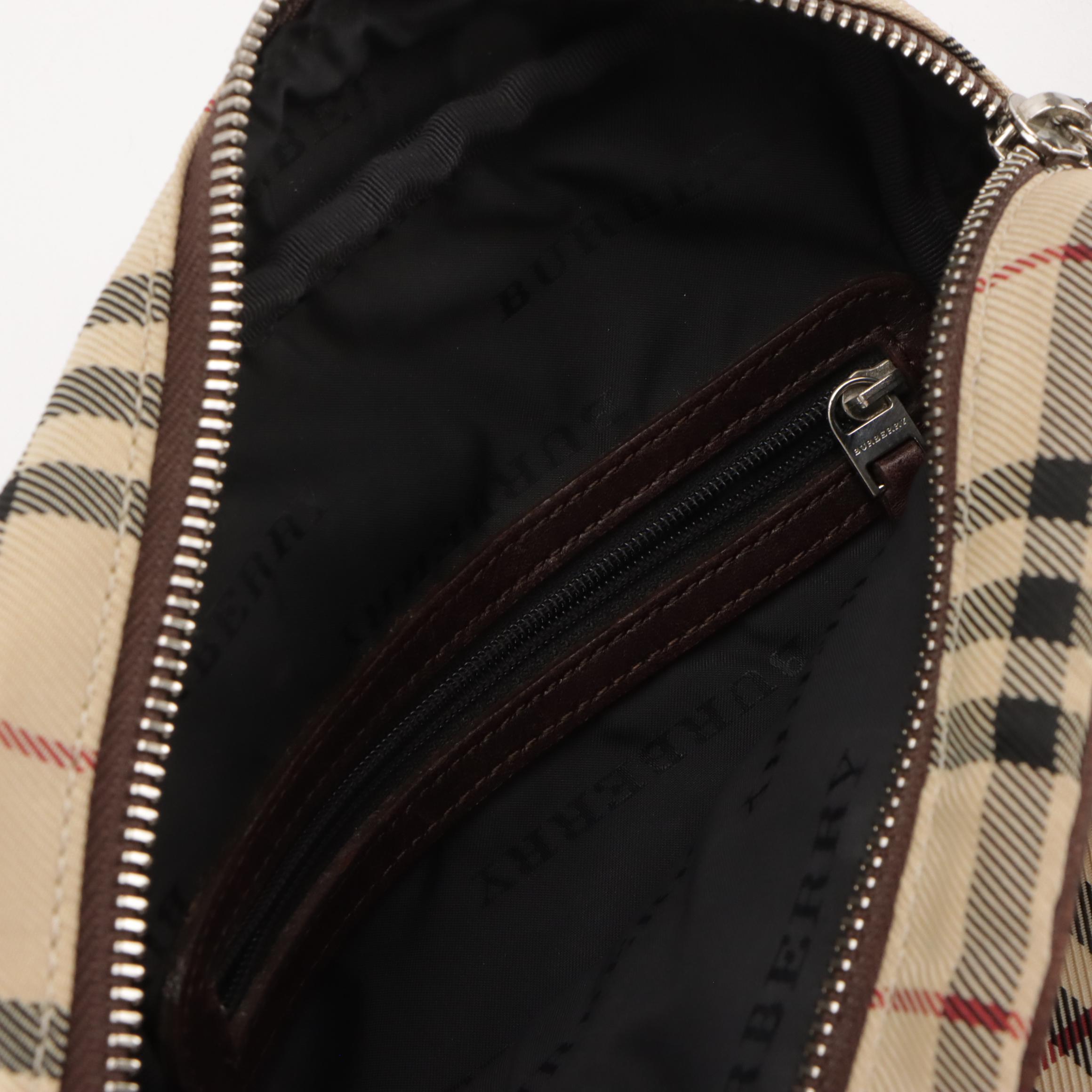 Burberry Crossbody Bag in Nova Check Nylon Canvas and Dark Brown Leather