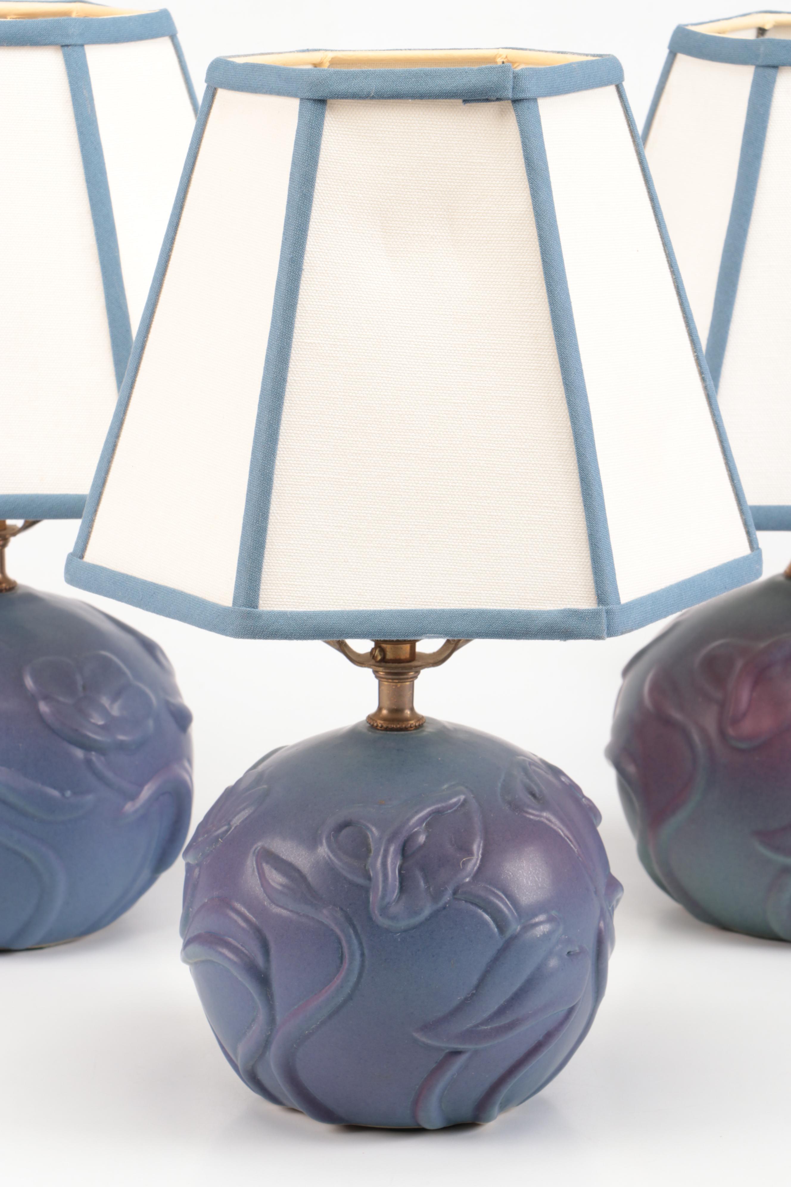 Van Briggle Pottery Floral Ceramic Table Lamps