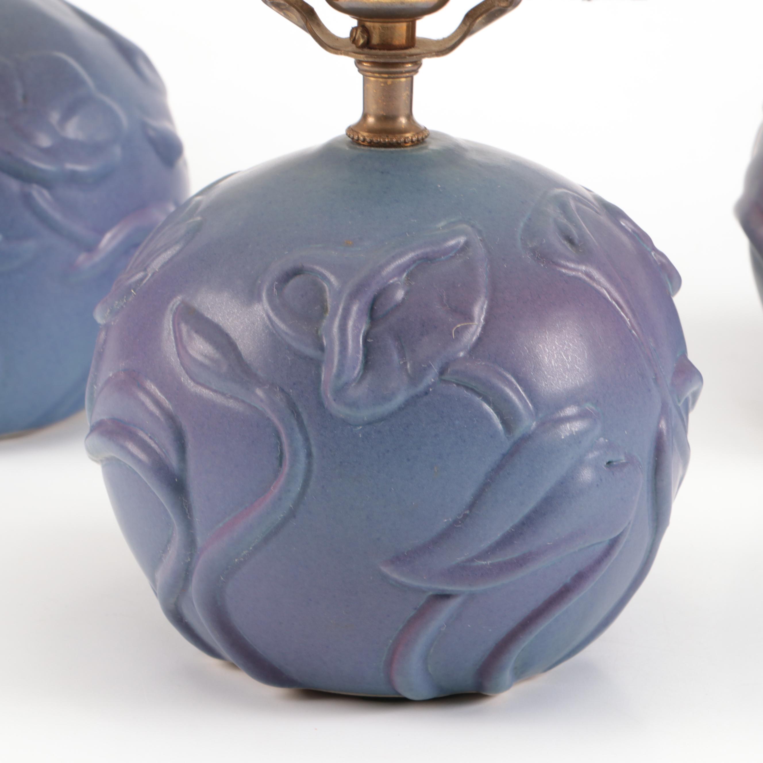 Van Briggle Pottery Floral Ceramic Table Lamps