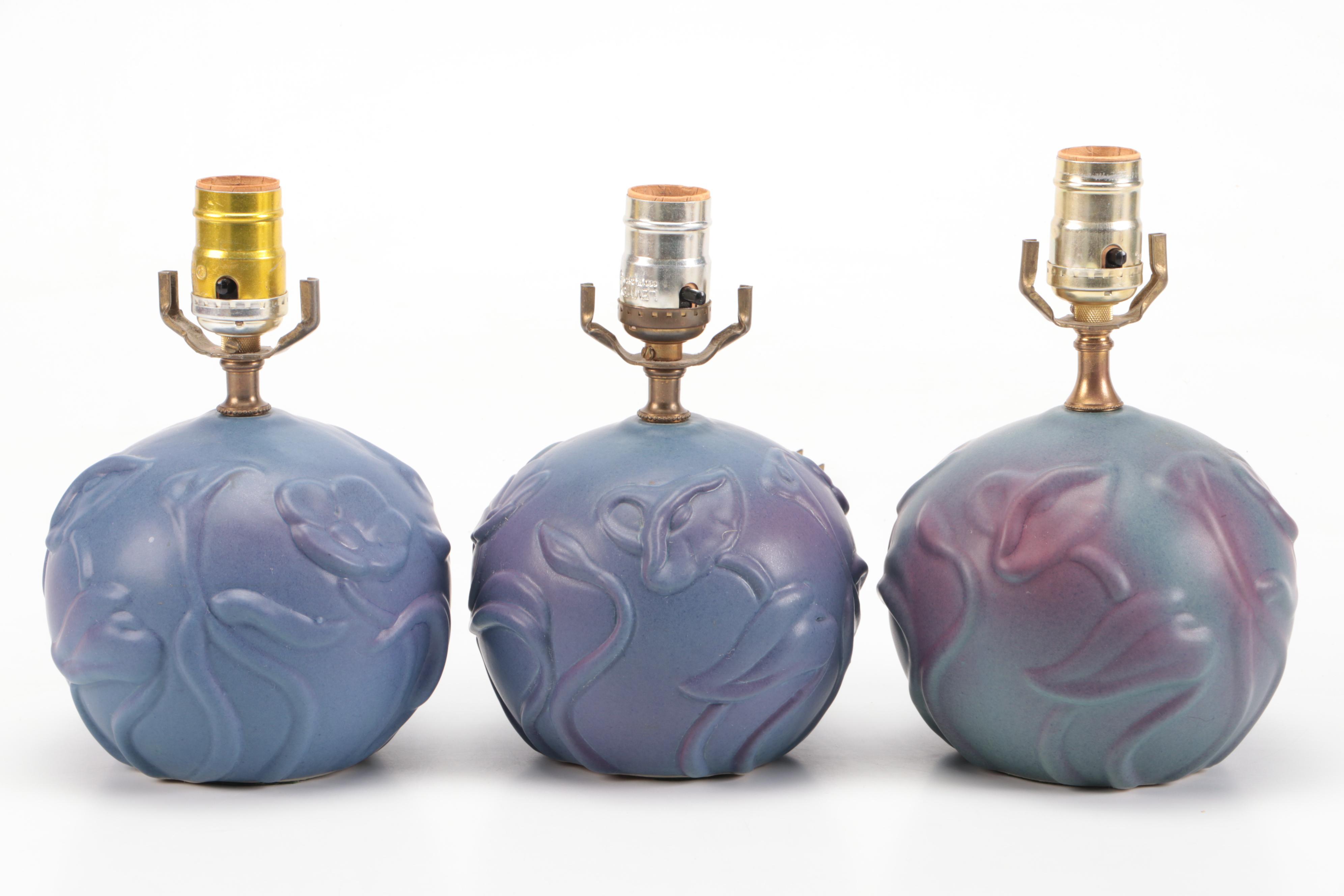 Van Briggle Pottery Floral Ceramic Table Lamps