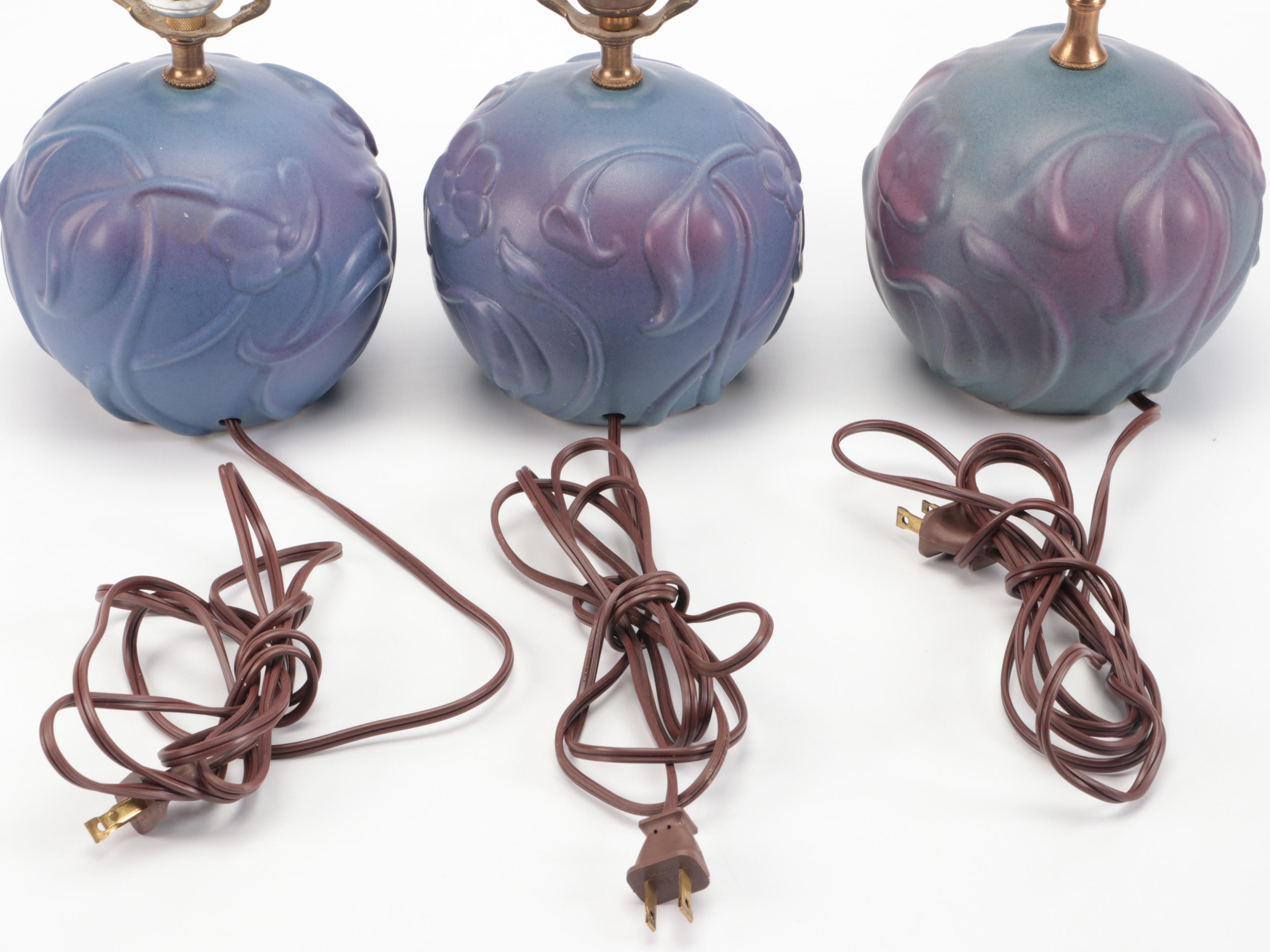 Van Briggle Pottery Floral Ceramic Table Lamps