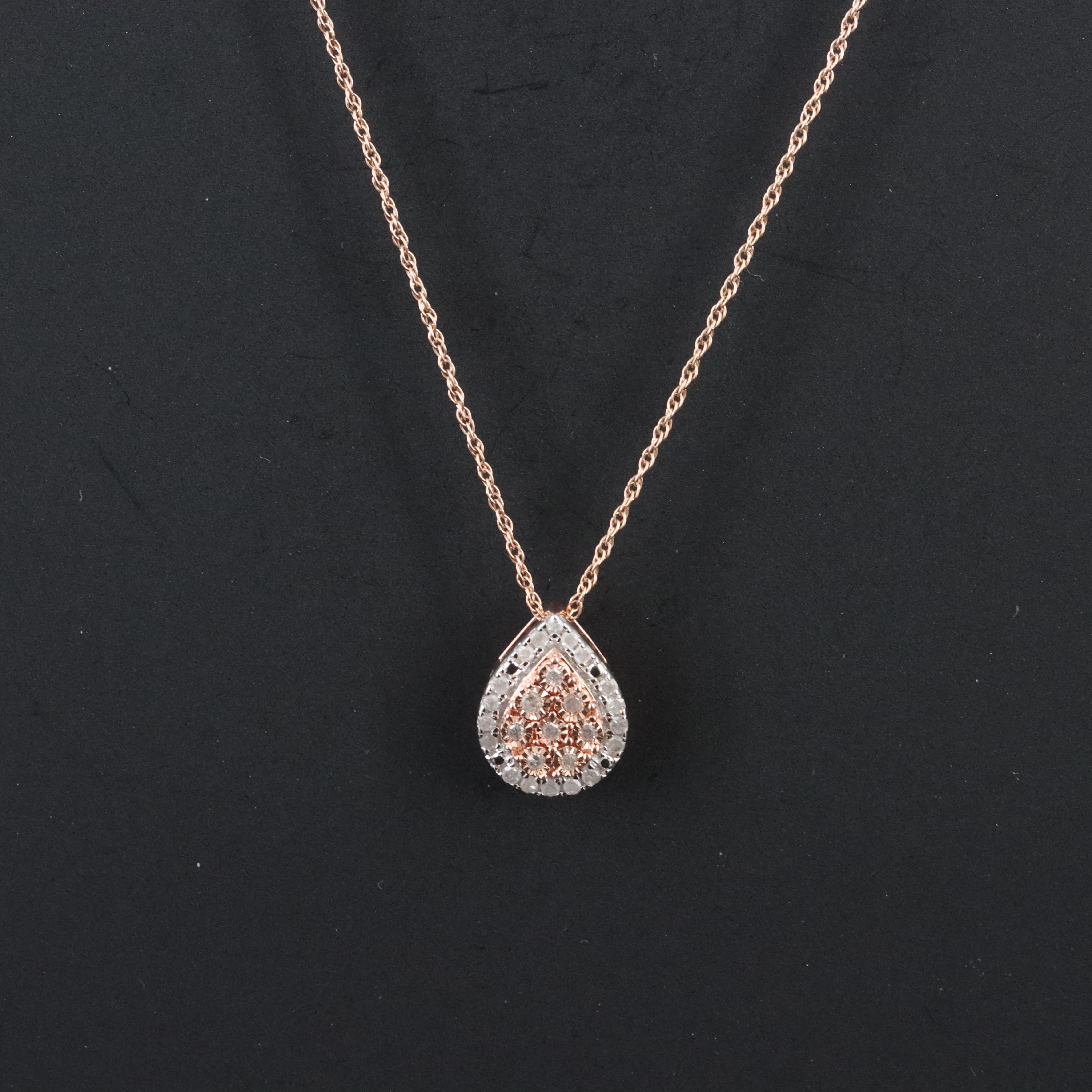 Sterling and Diamond Pendant Necklace in Two-Tone