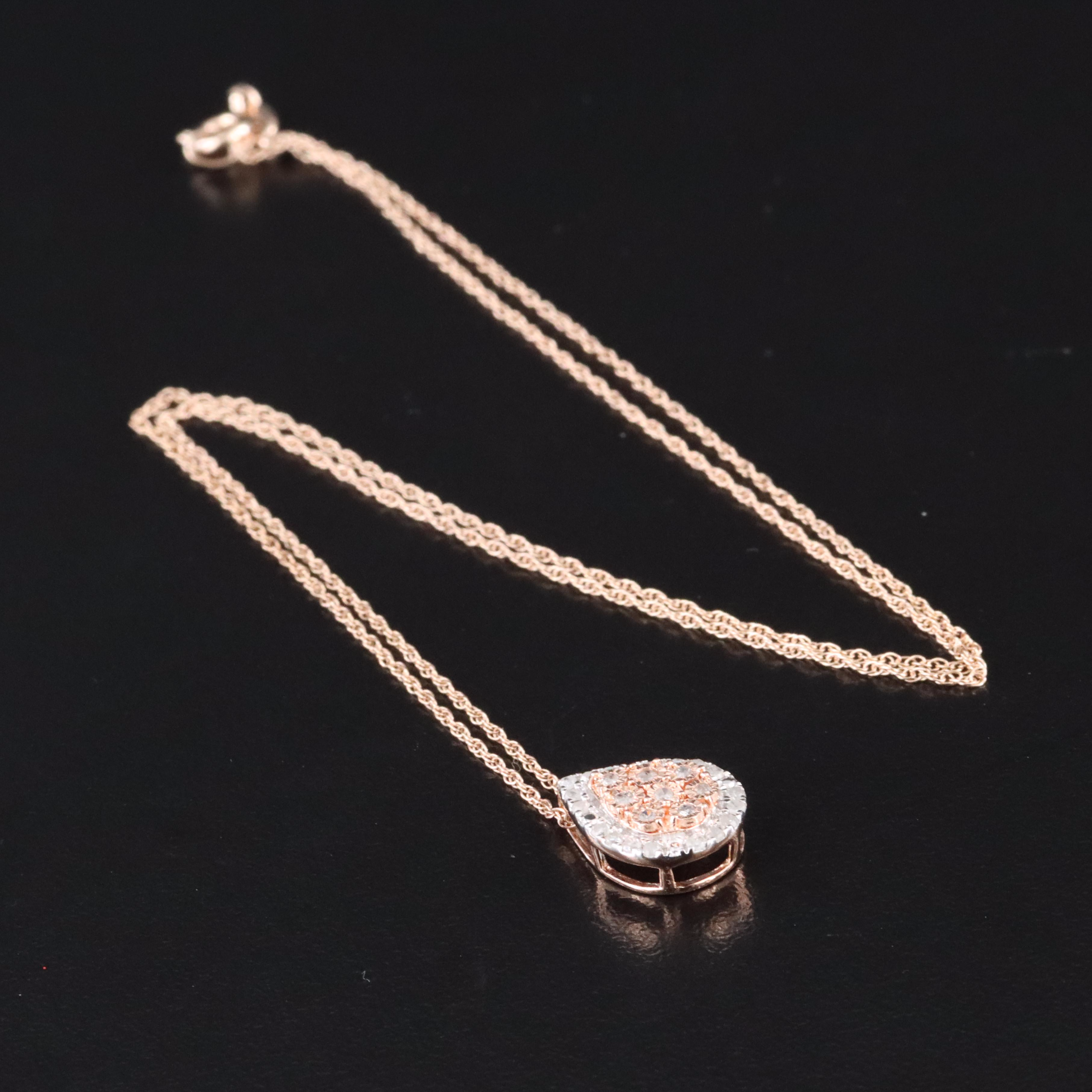 Sterling and Diamond Pendant Necklace in Two-Tone
