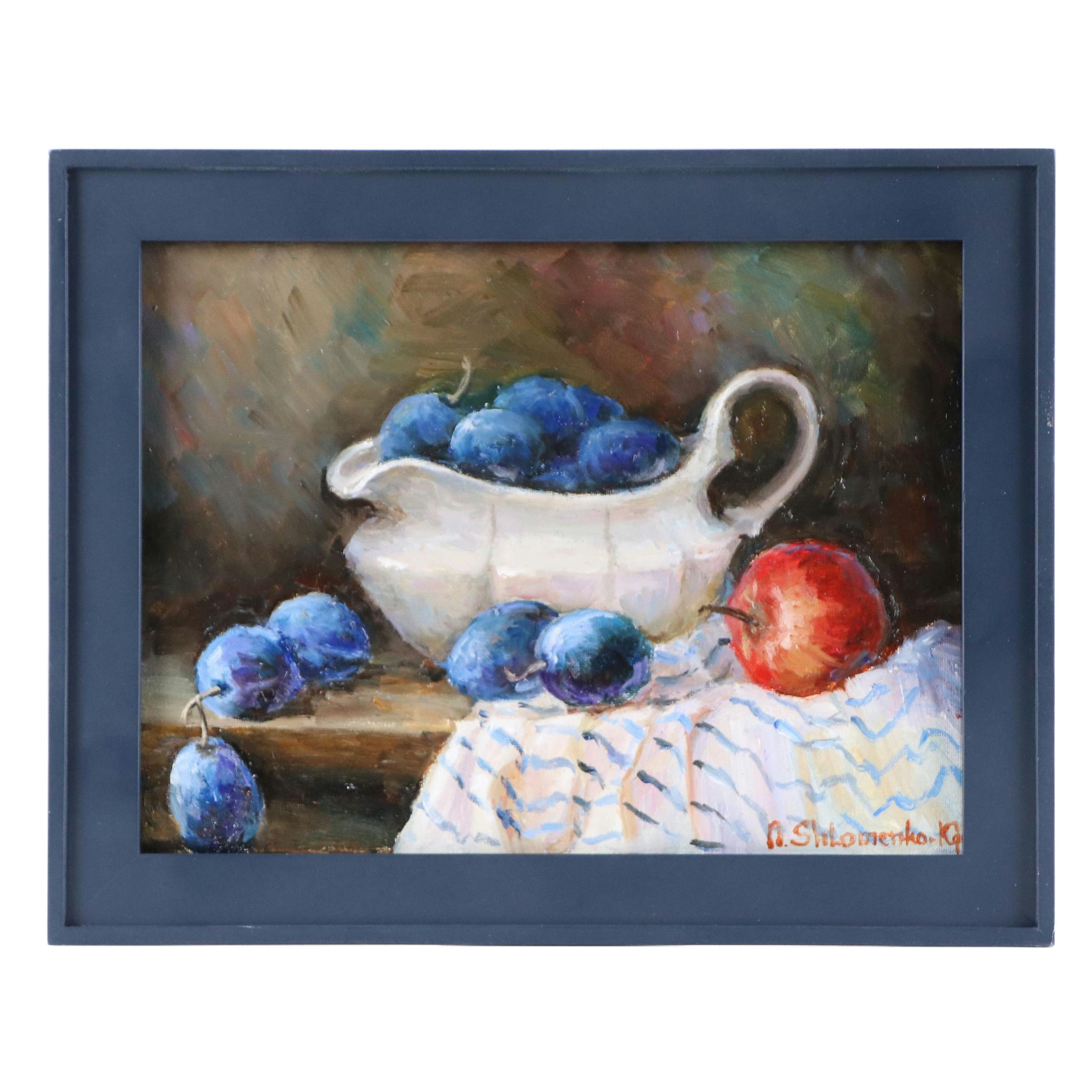 Nataliya Shlomenko Oil Painting "Still Life with Plums," 2025