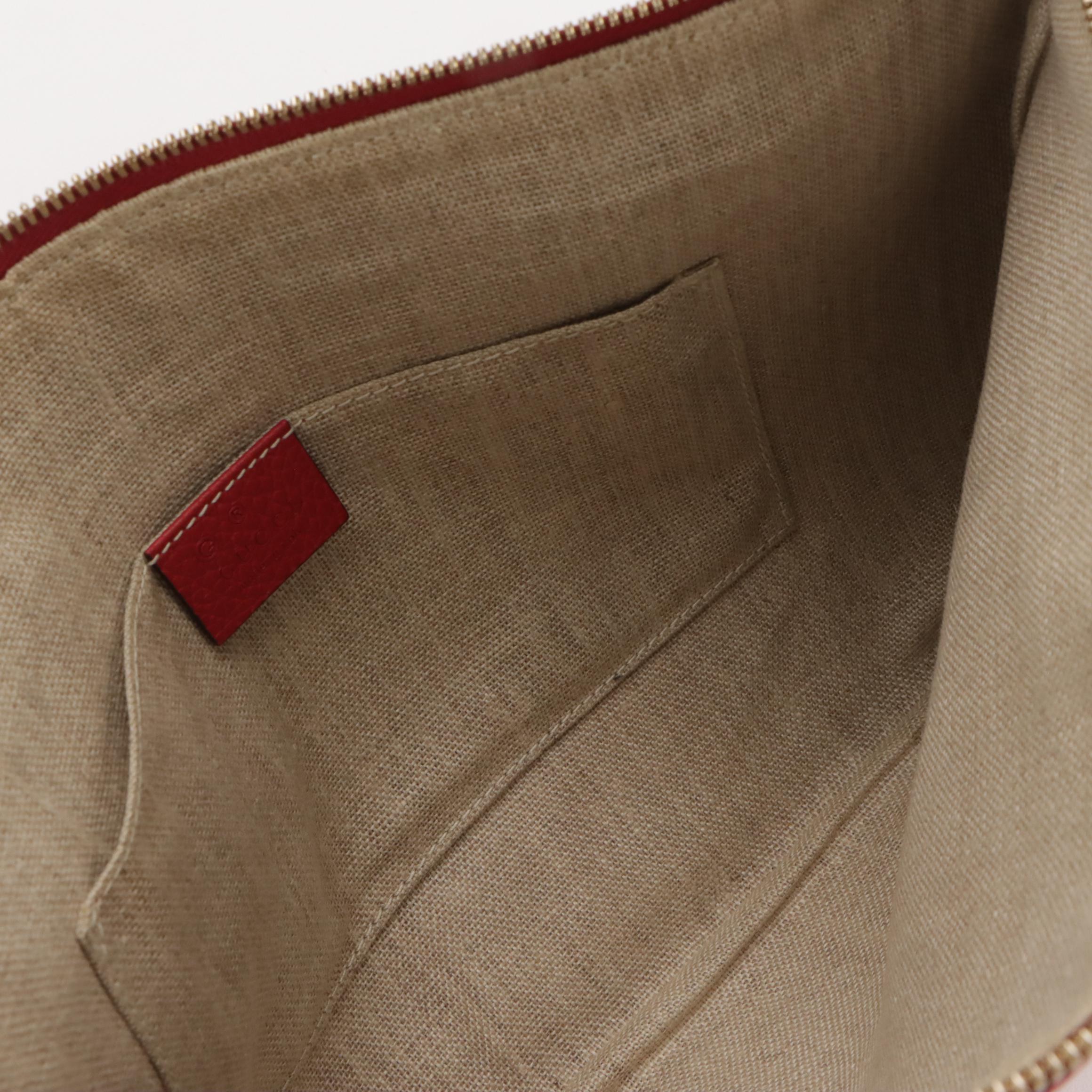 Gucci Bamboo Tassel Large Zip Pouch in Red Grained Calfskin Leather