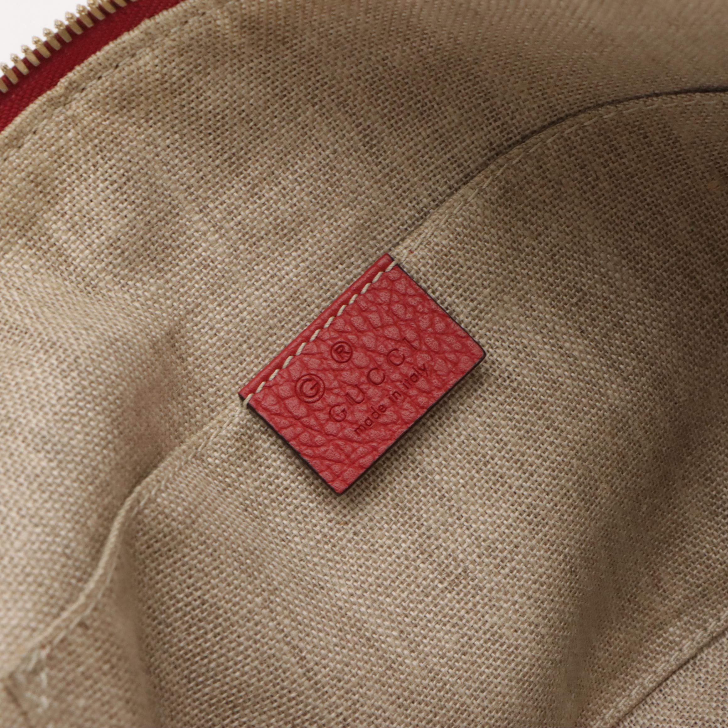 Gucci Bamboo Tassel Large Zip Pouch in Red Grained Calfskin Leather