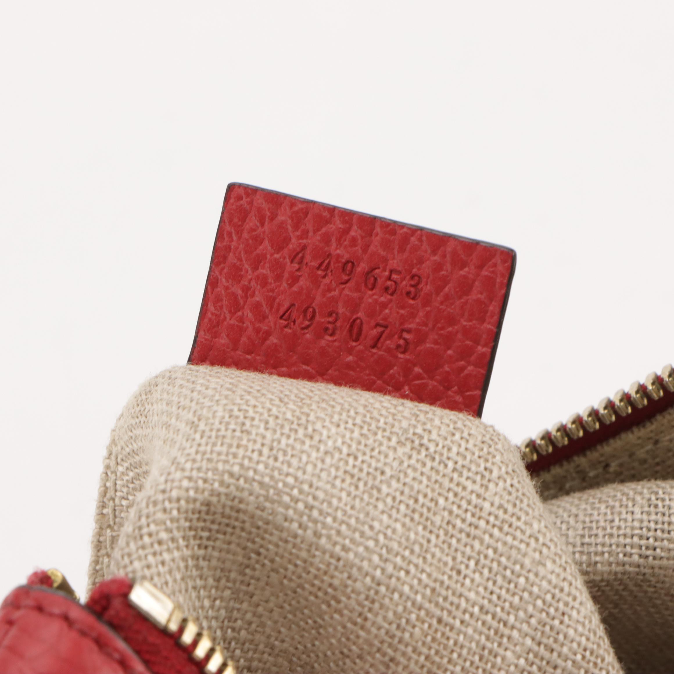 Gucci Bamboo Tassel Large Zip Pouch in Red Grained Calfskin Leather