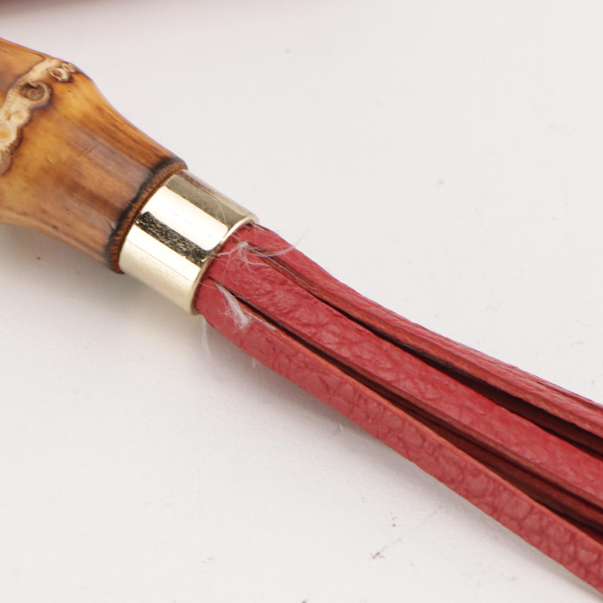 Gucci Bamboo Tassel Large Zip Pouch in Red Grained Calfskin Leather