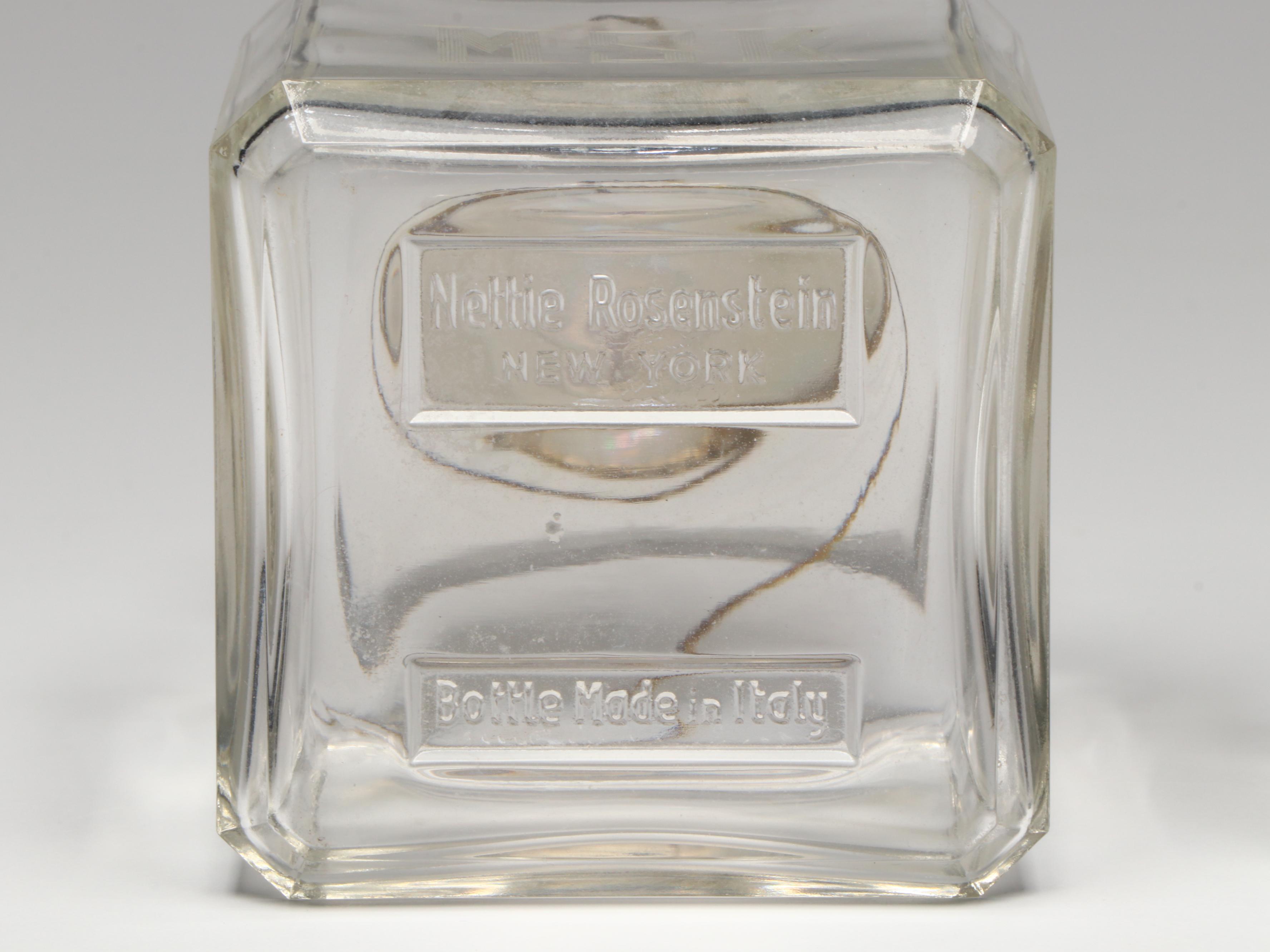 Crystal Decanter, Nettie Rosenstein Glass Decanter, and Royal Lyme Glass Bottle