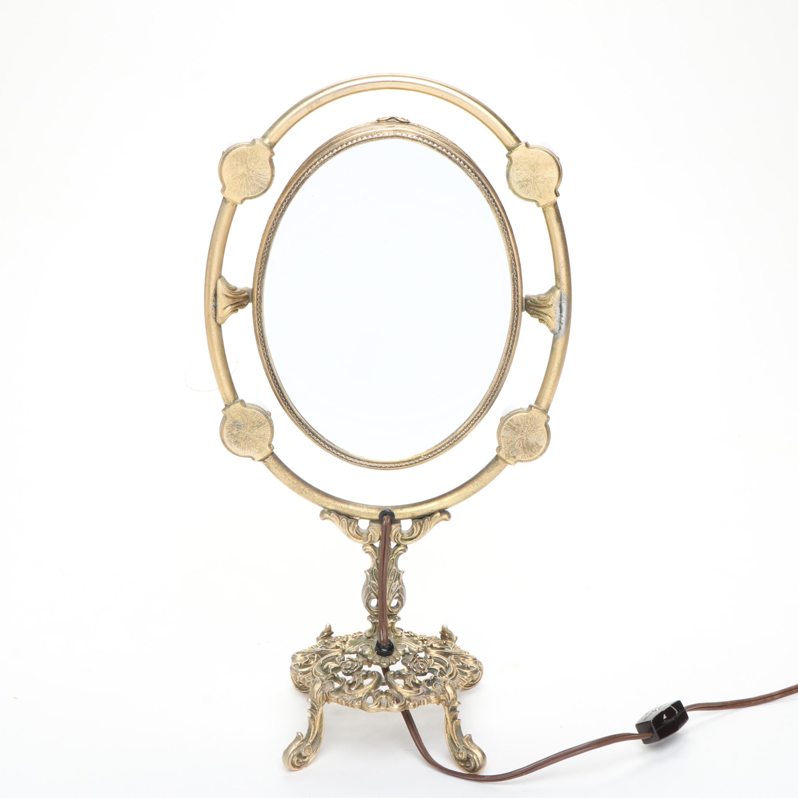 Hollywood Regency Style Illuminated Vanity Mirror, Mid to Late  20th Century