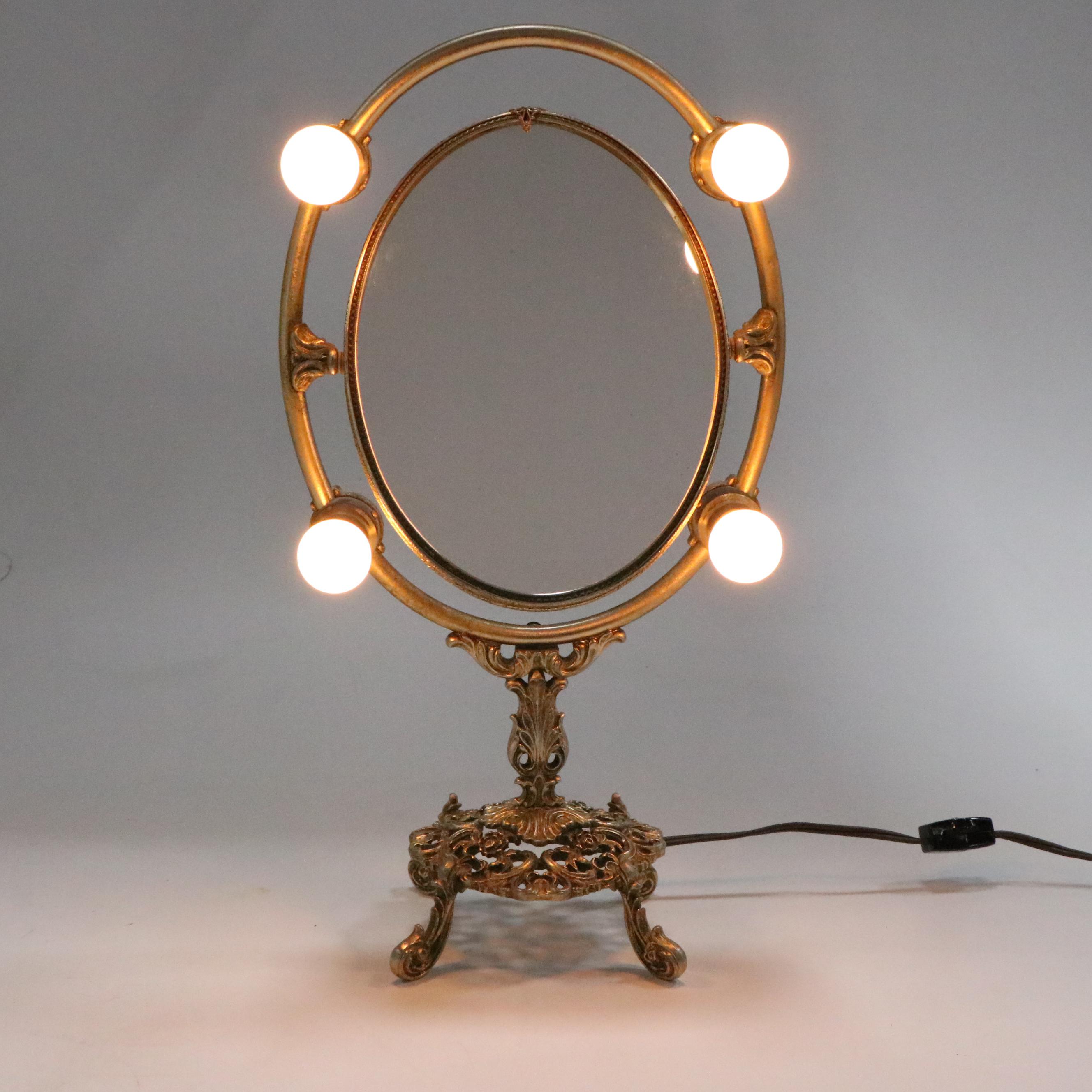 Hollywood Regency Style Illuminated Vanity Mirror, Mid to Late  20th Century