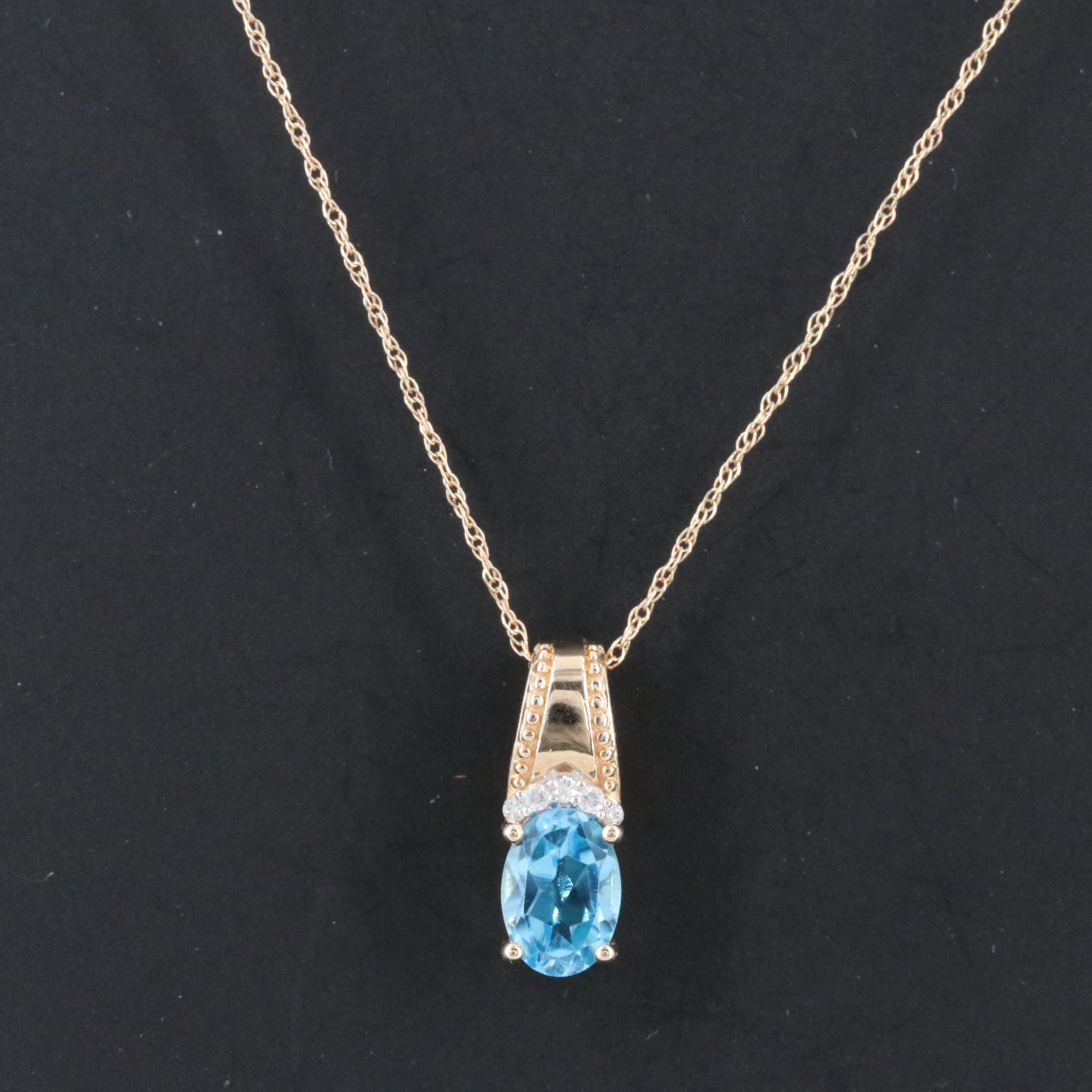 10K Topaz and Diamond Pendant Necklace