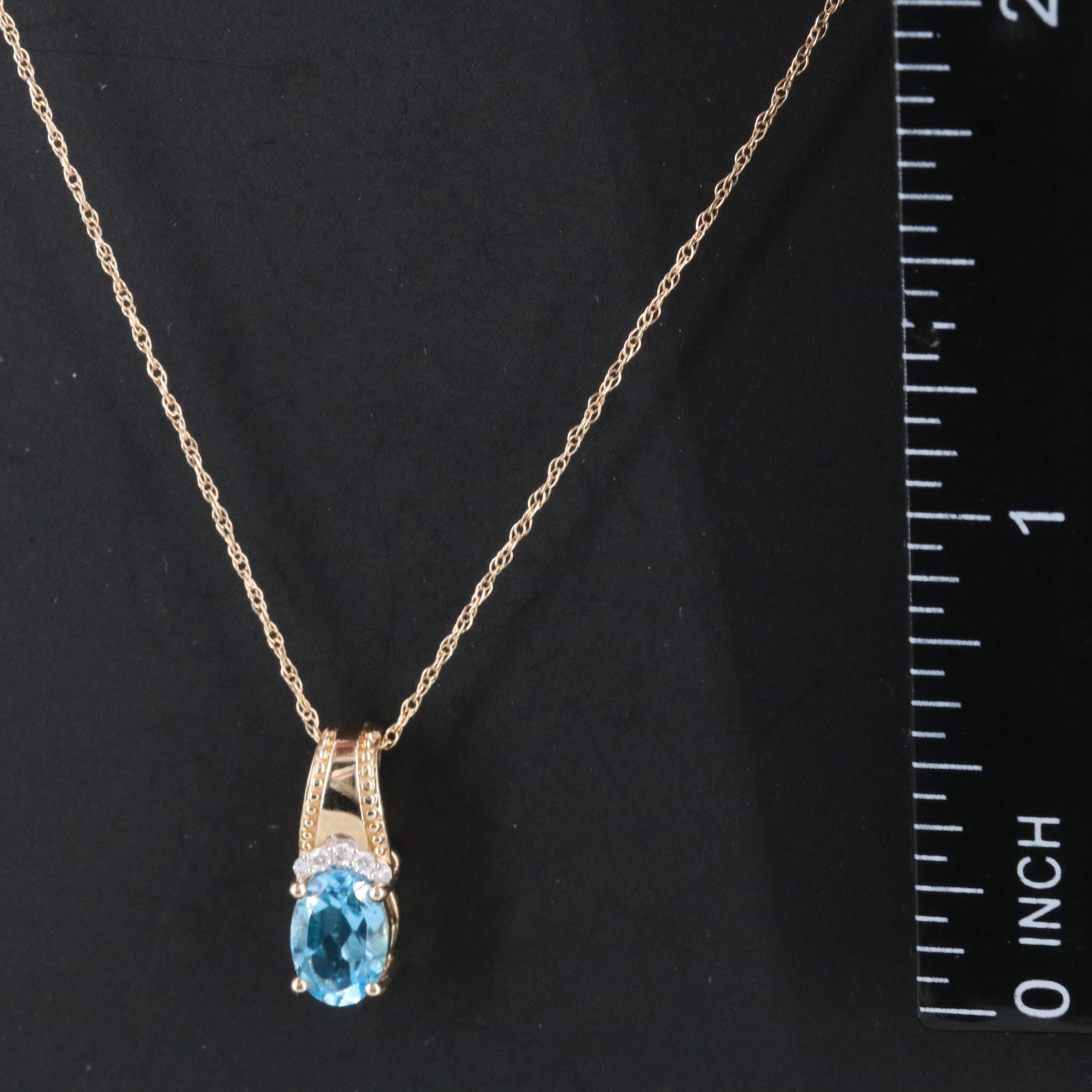 10K Topaz and Diamond Pendant Necklace