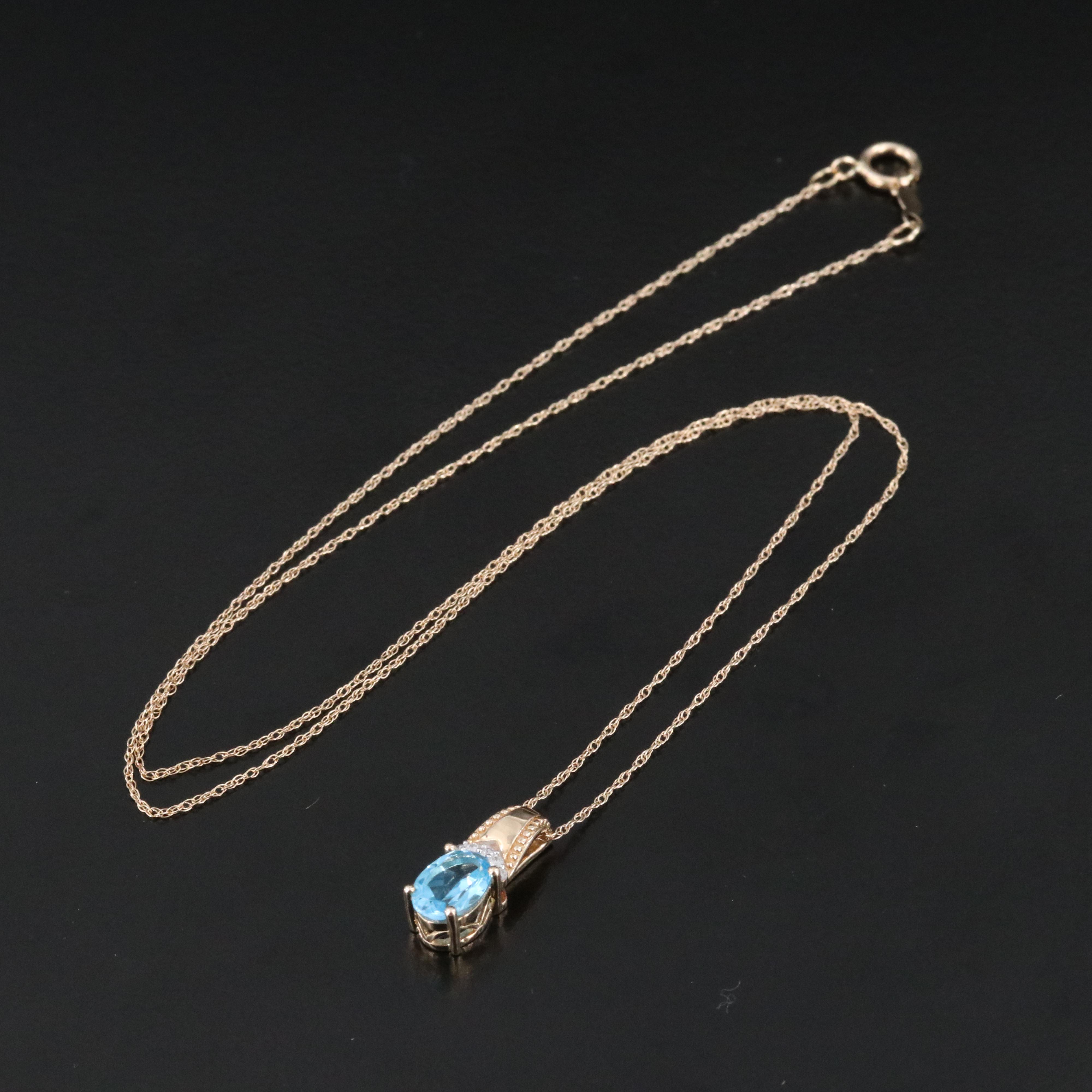 10K Topaz and Diamond Pendant Necklace
