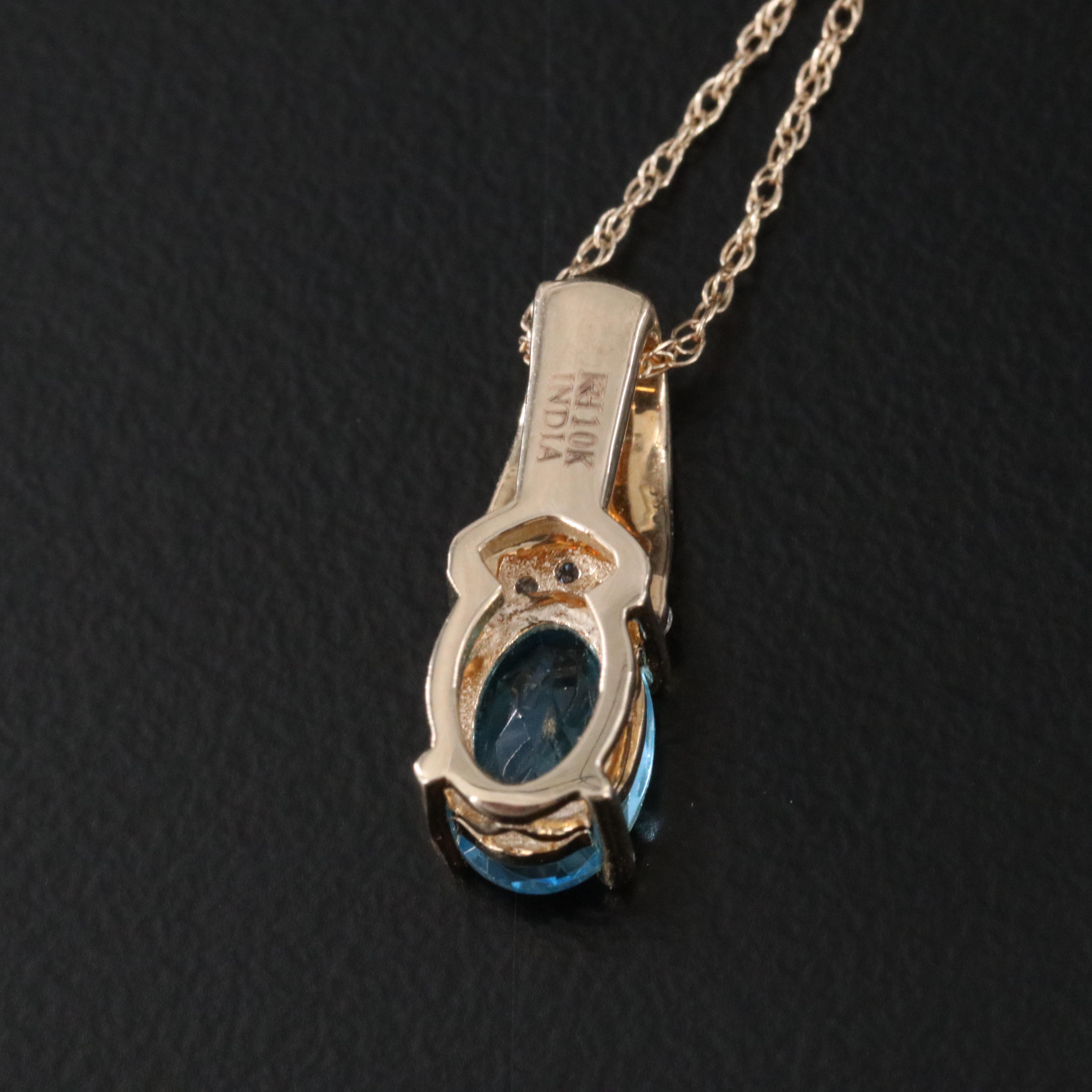 10K Topaz and Diamond Pendant Necklace