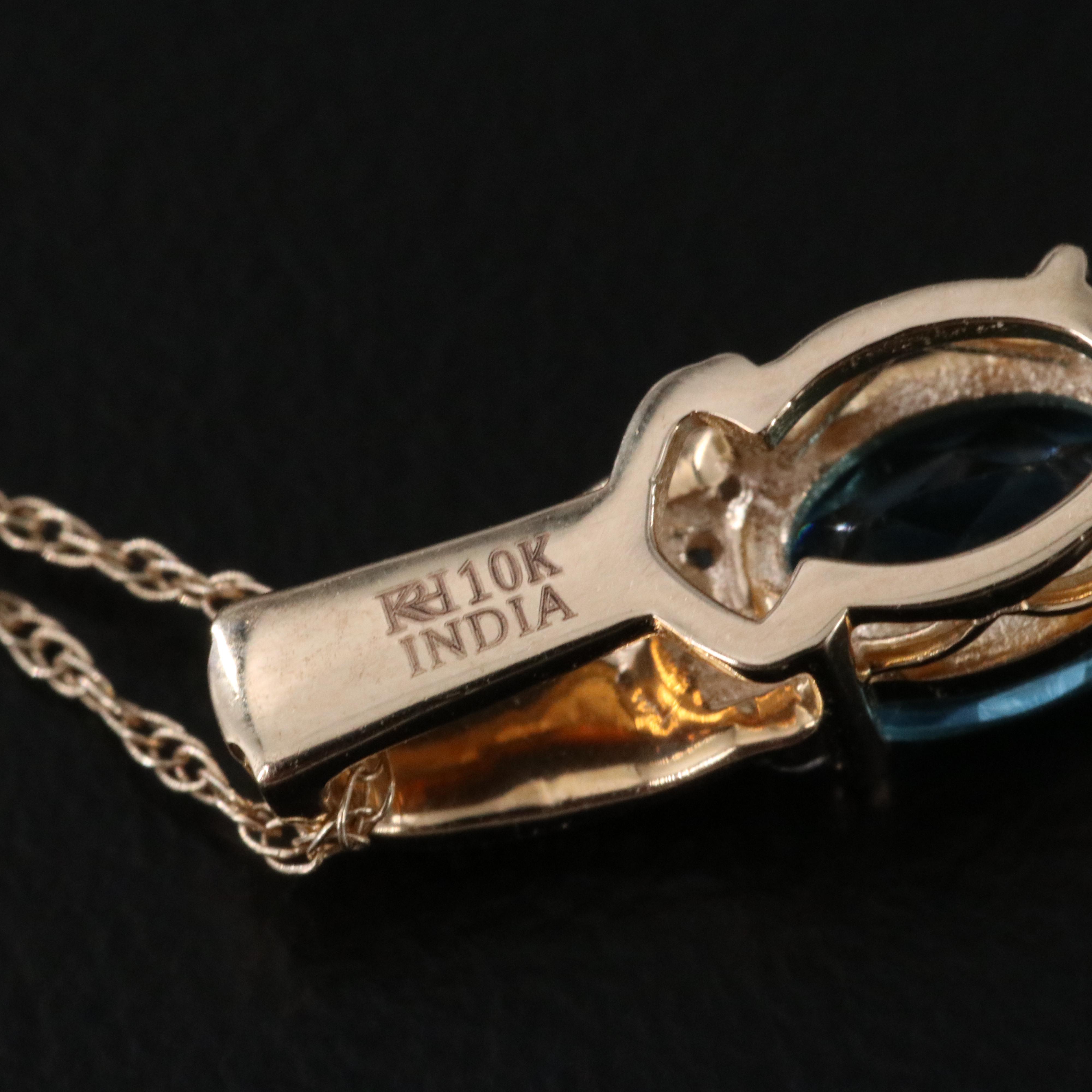 10K Topaz and Diamond Pendant Necklace