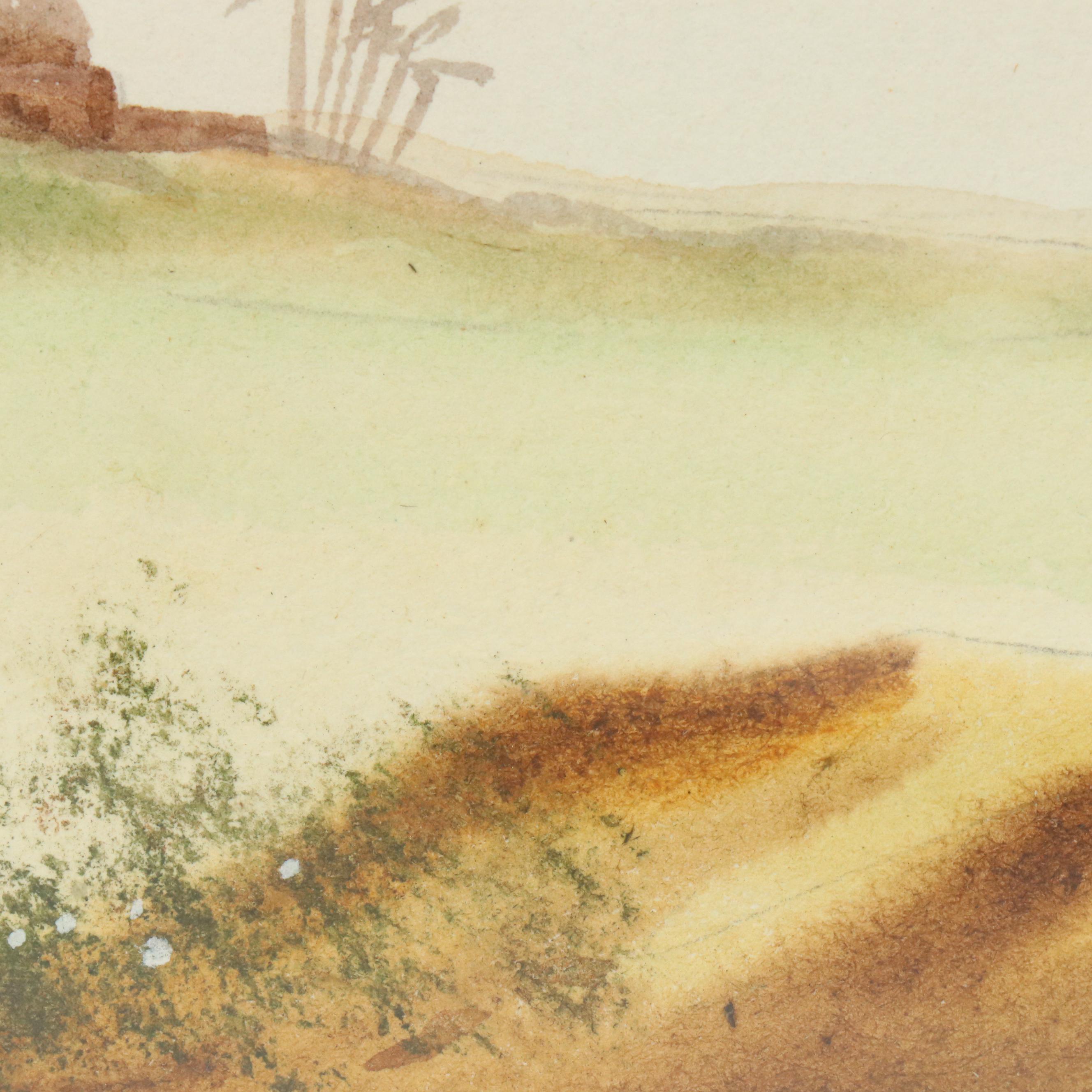 W. Wang Watercolor Paintings of Middle Eastern Desert Scenes, 20th Century