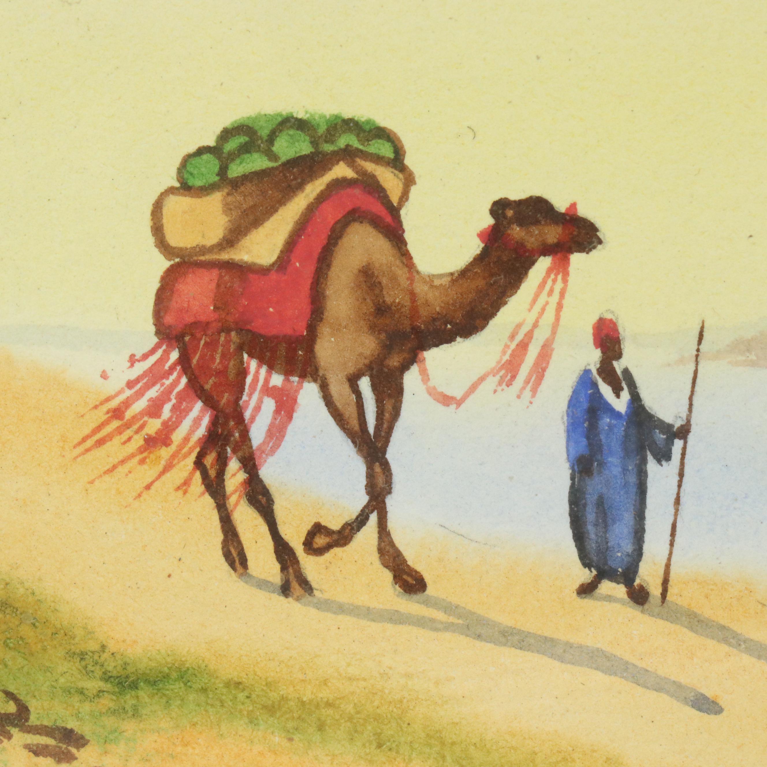 W. Wang Watercolor Paintings of Middle Eastern Desert Scenes, 20th Century