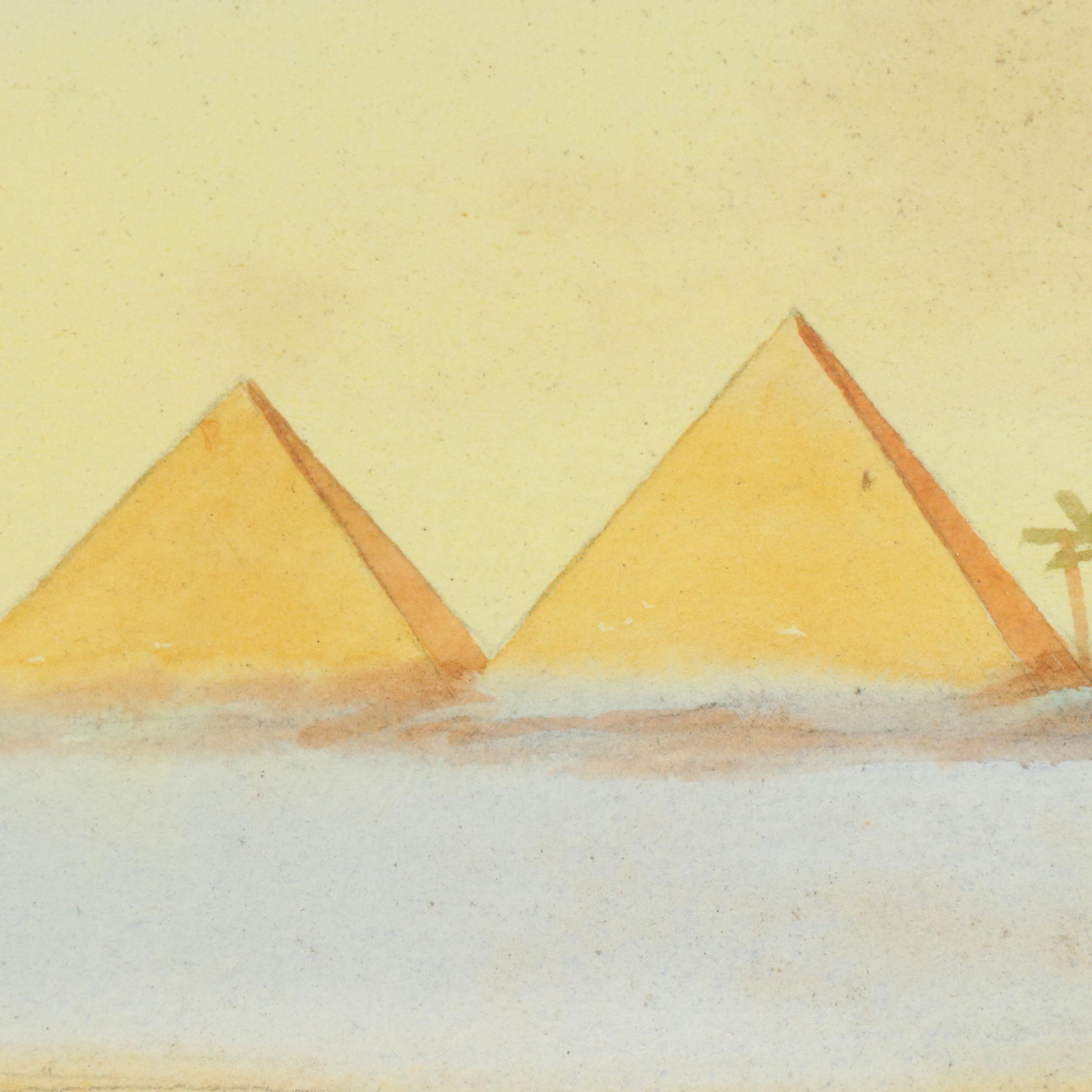 W. Wang Watercolor Paintings of Middle Eastern Desert Scenes, 20th Century