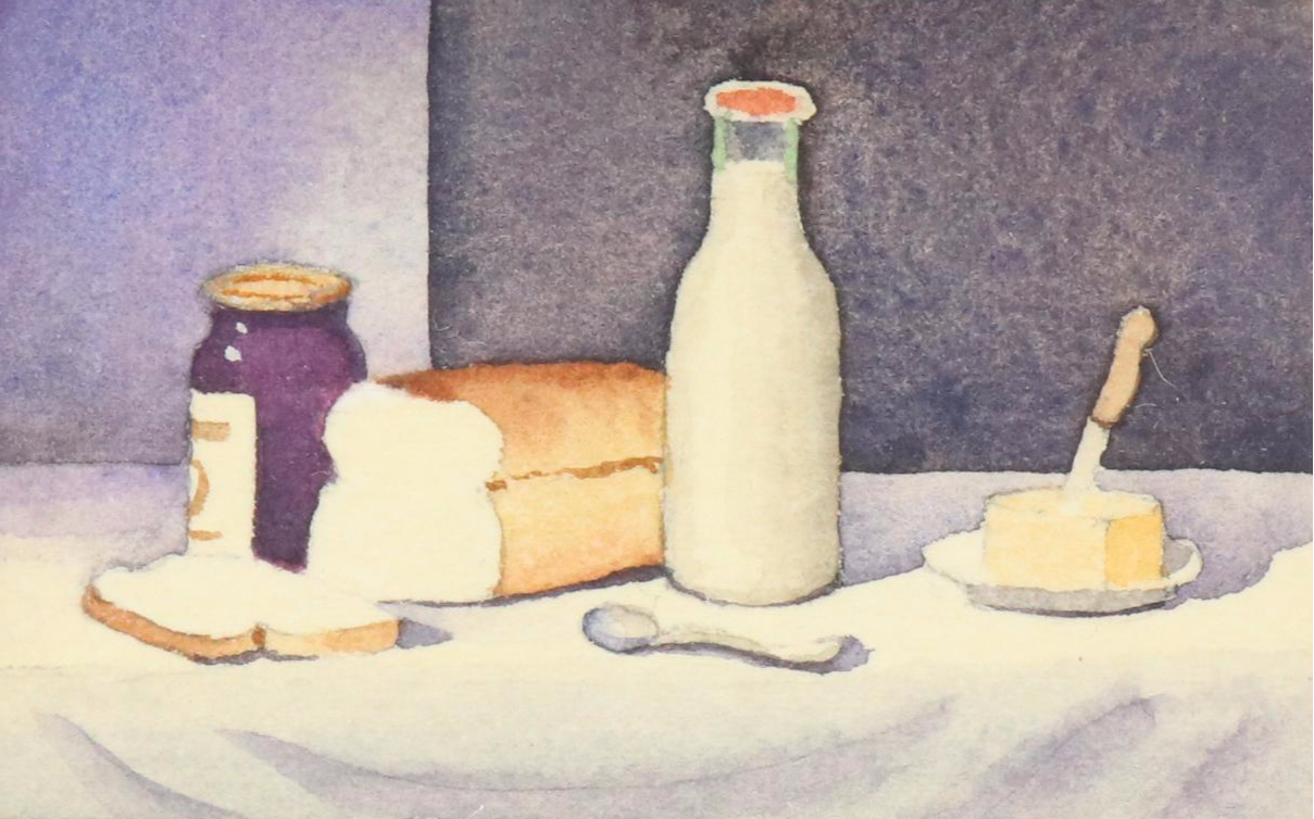 Timothy Clyde Strain Miniature Still Life Watercolor Paintings, 21st Century