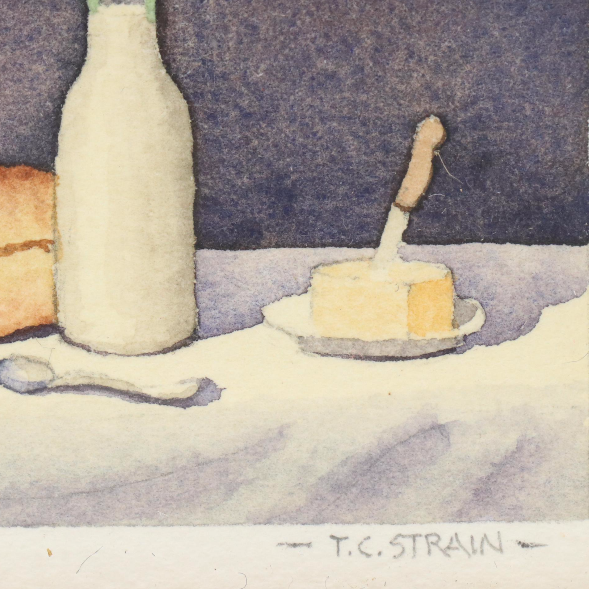 Timothy Clyde Strain Miniature Still Life Watercolor Paintings, 21st Century
