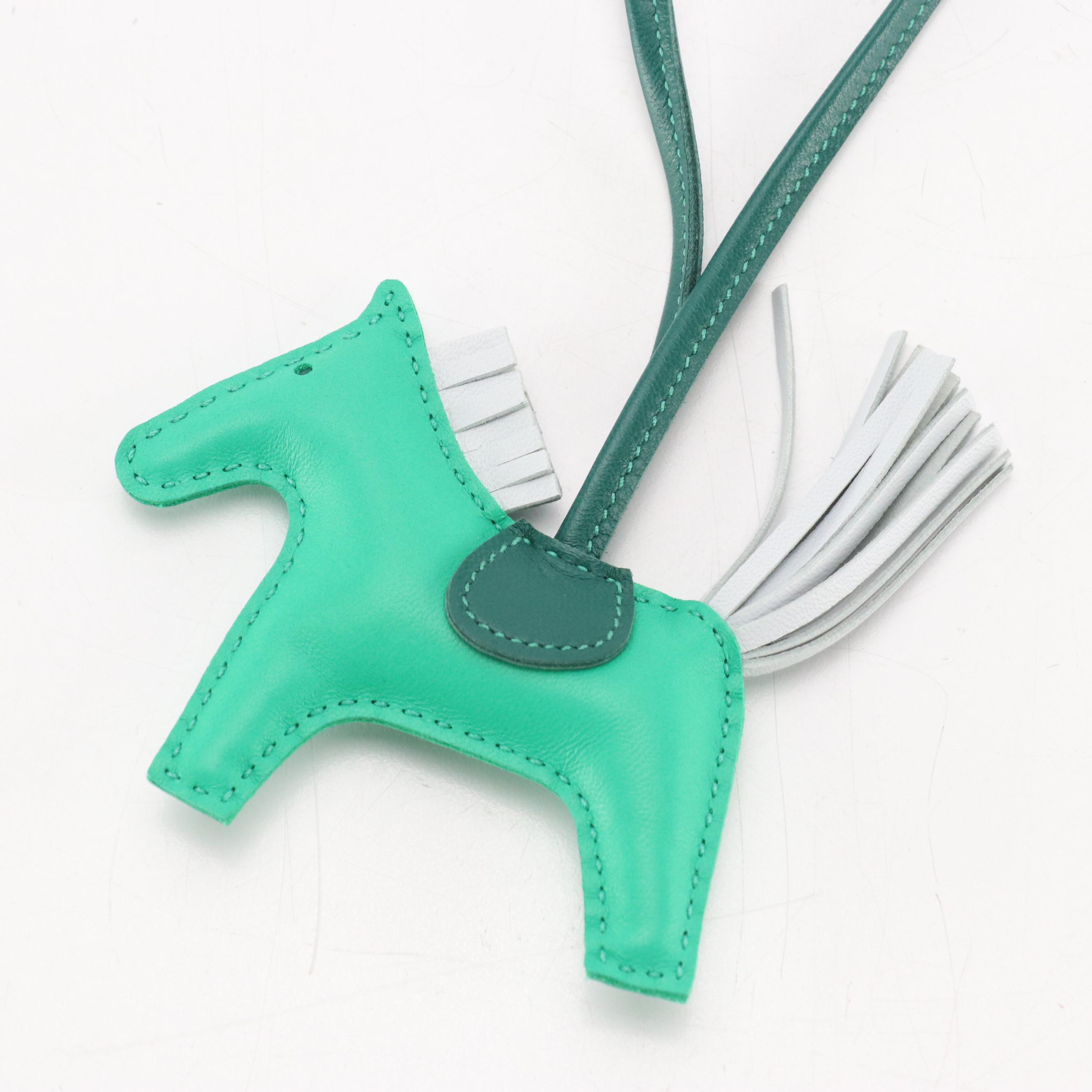 Hermès Rodeo PM Bag Charm in Tricolor Milo Lambskin Leather with Box