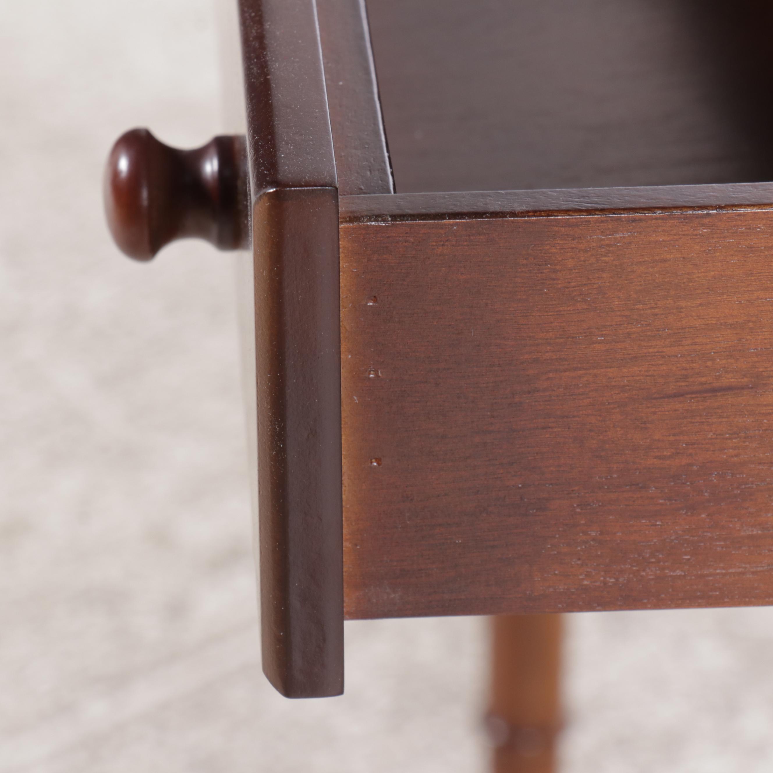 Walnut Finish Two-Drawer Desk with Turned Legs