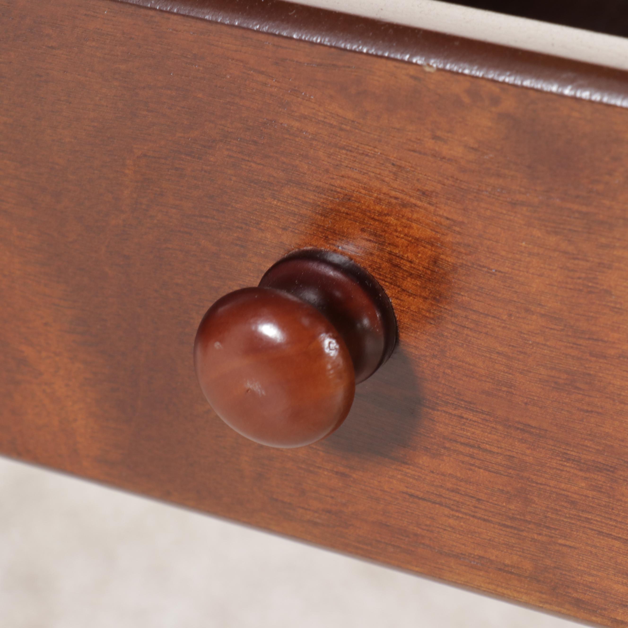 Walnut Finish Two-Drawer Desk with Turned Legs