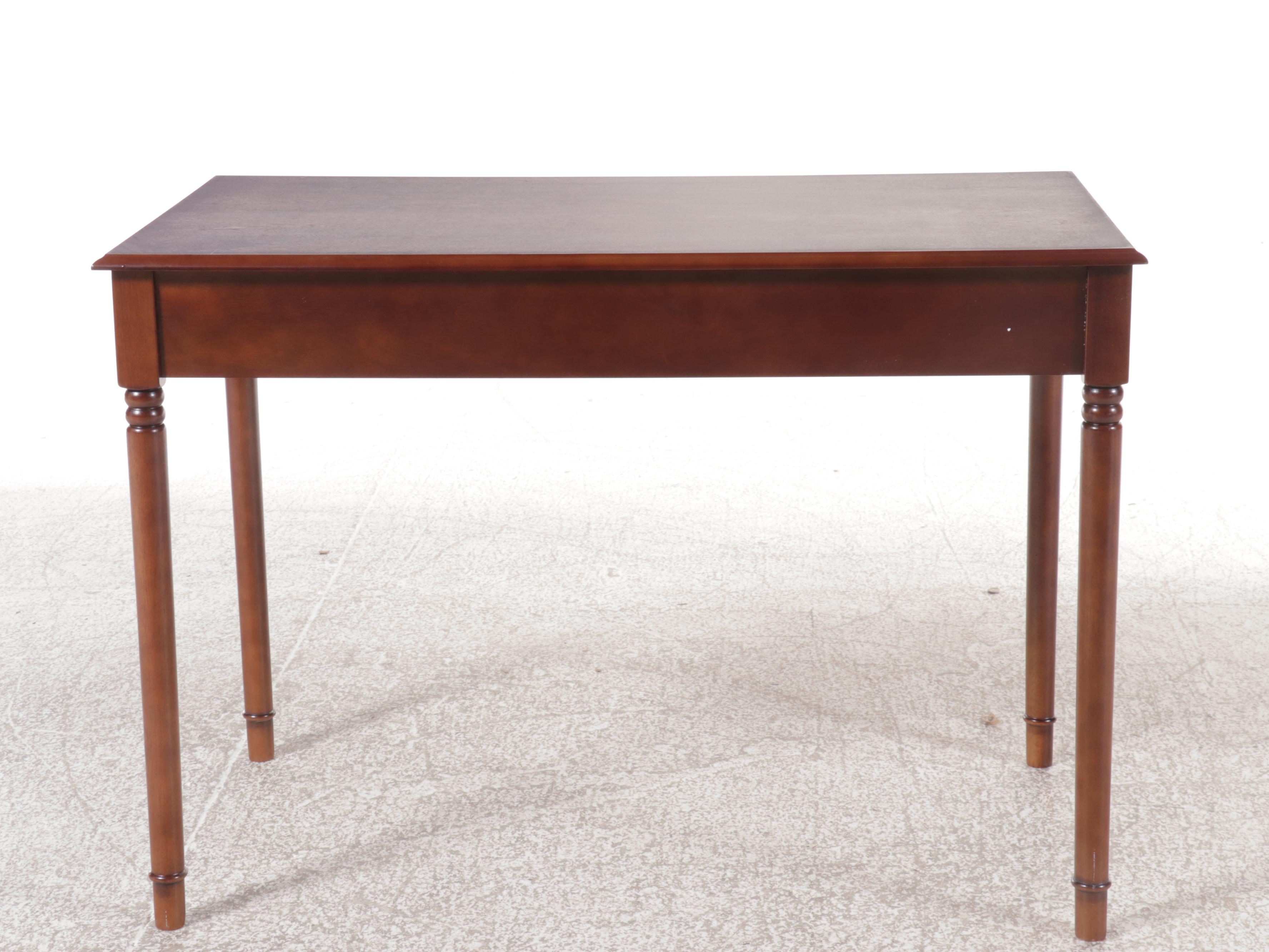 Walnut Finish Two-Drawer Desk with Turned Legs