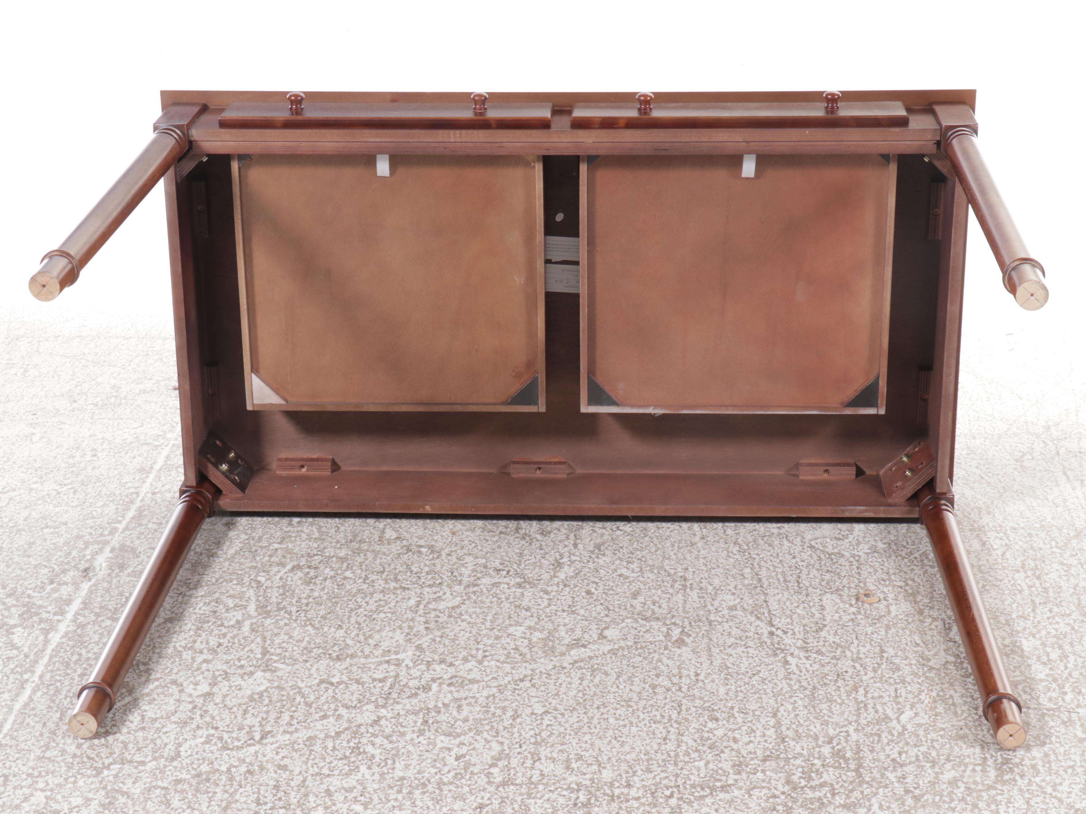 Walnut Finish Two-Drawer Desk with Turned Legs