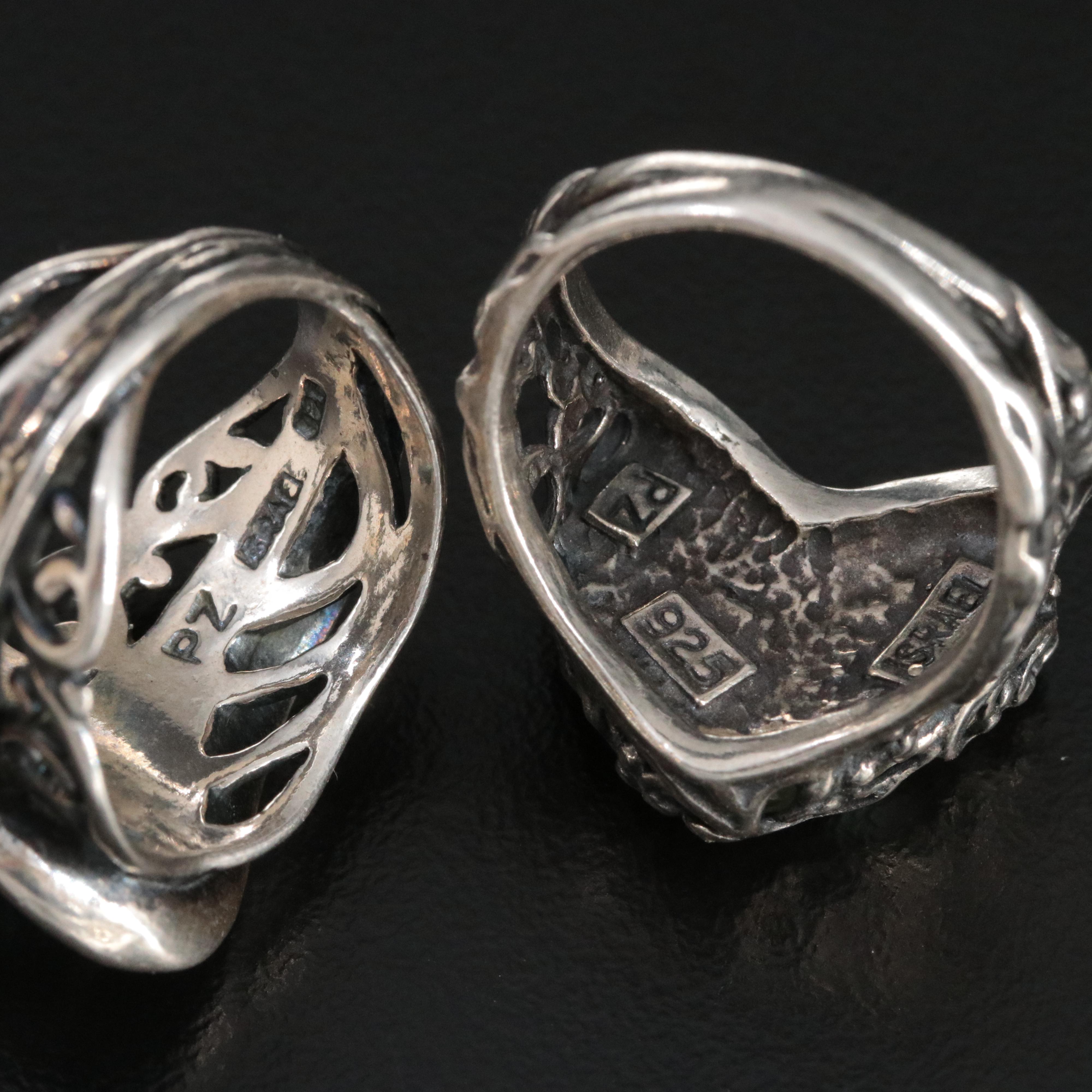 Sterling Amethyst, Peridot, Tourmaline Rings