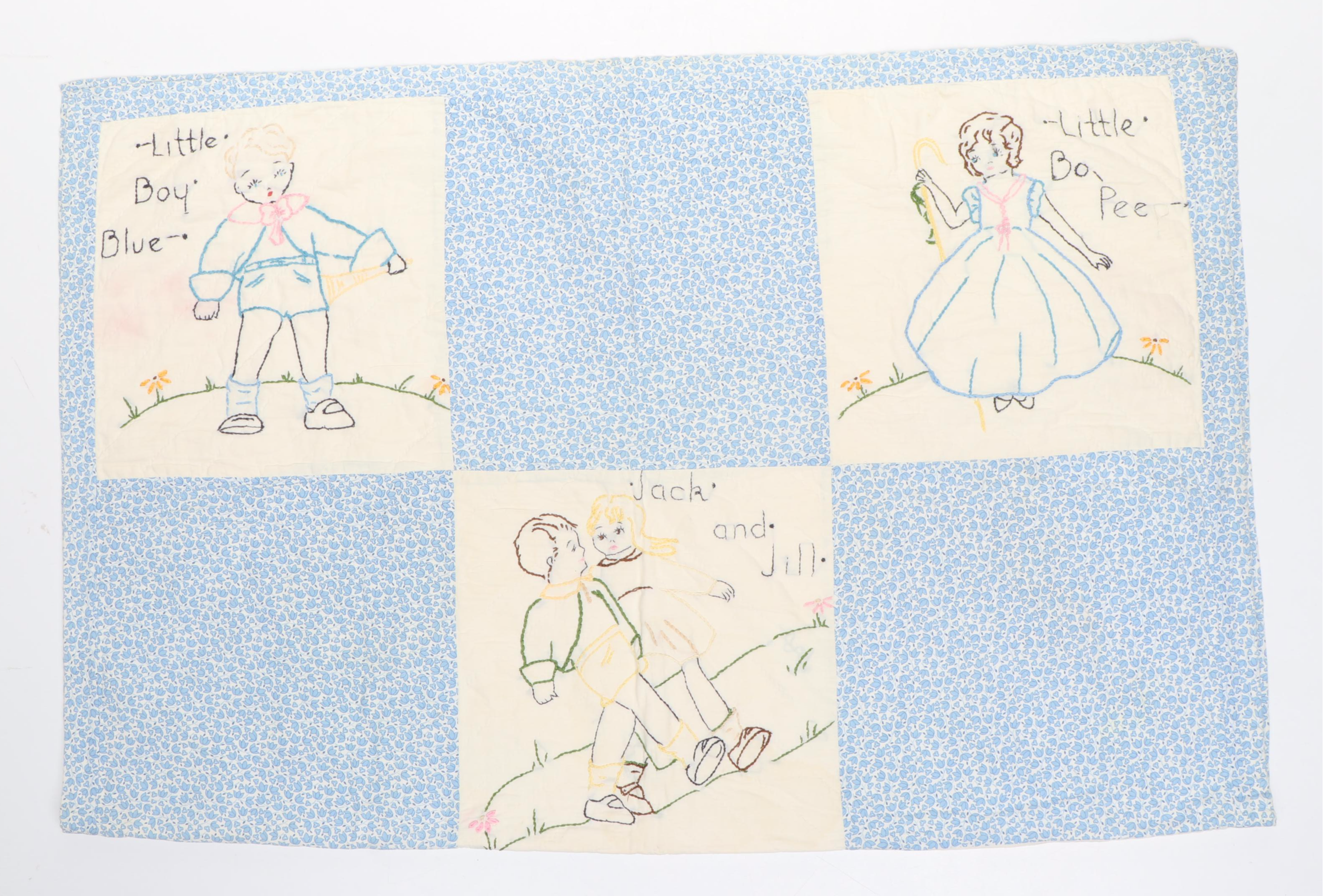 Hand-Embroidered Nursery Rhyme Quilt with American Girl School Desk and More