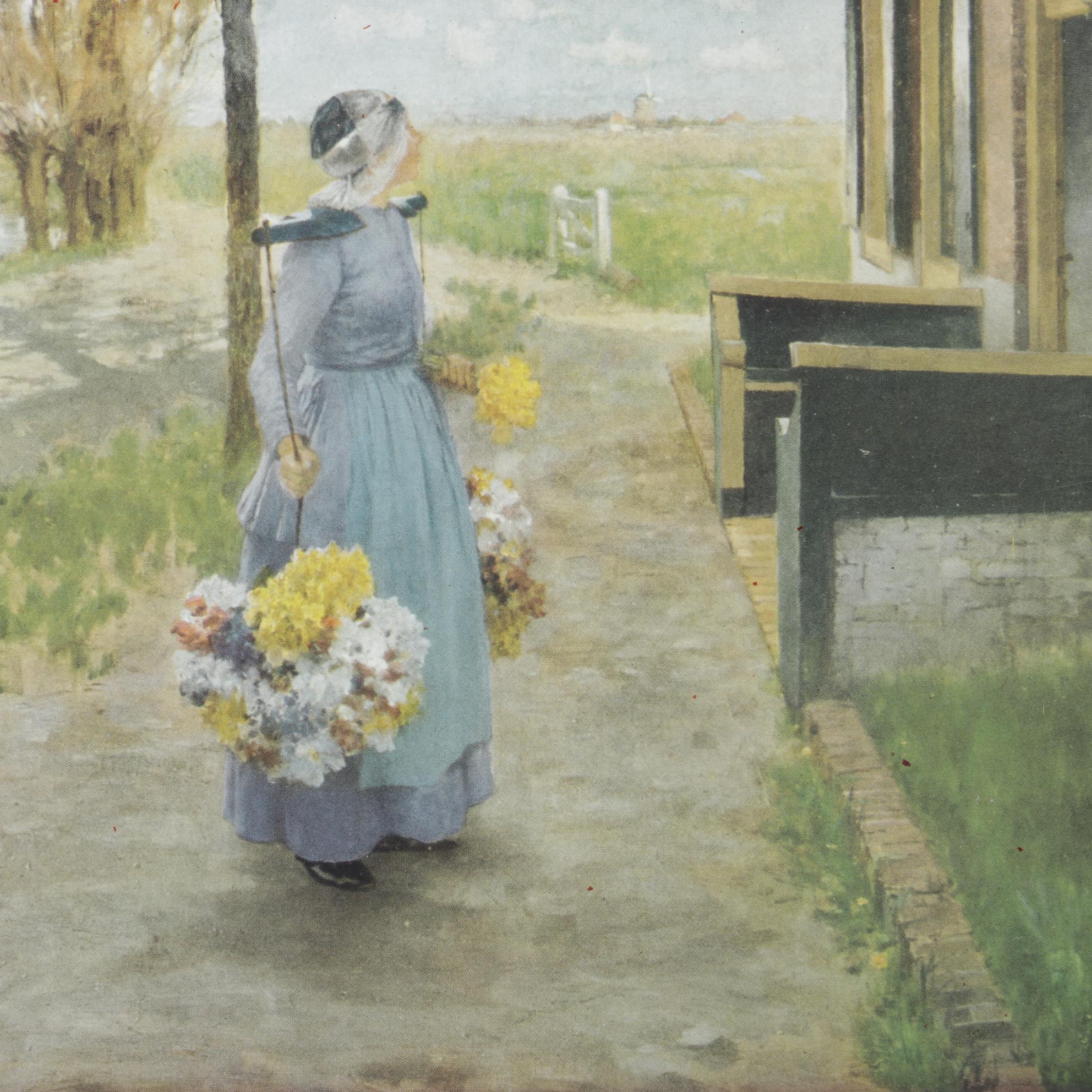 George Hitchcock "Flower Girl in Holland" Offset Lithograph, Mid-20th Century