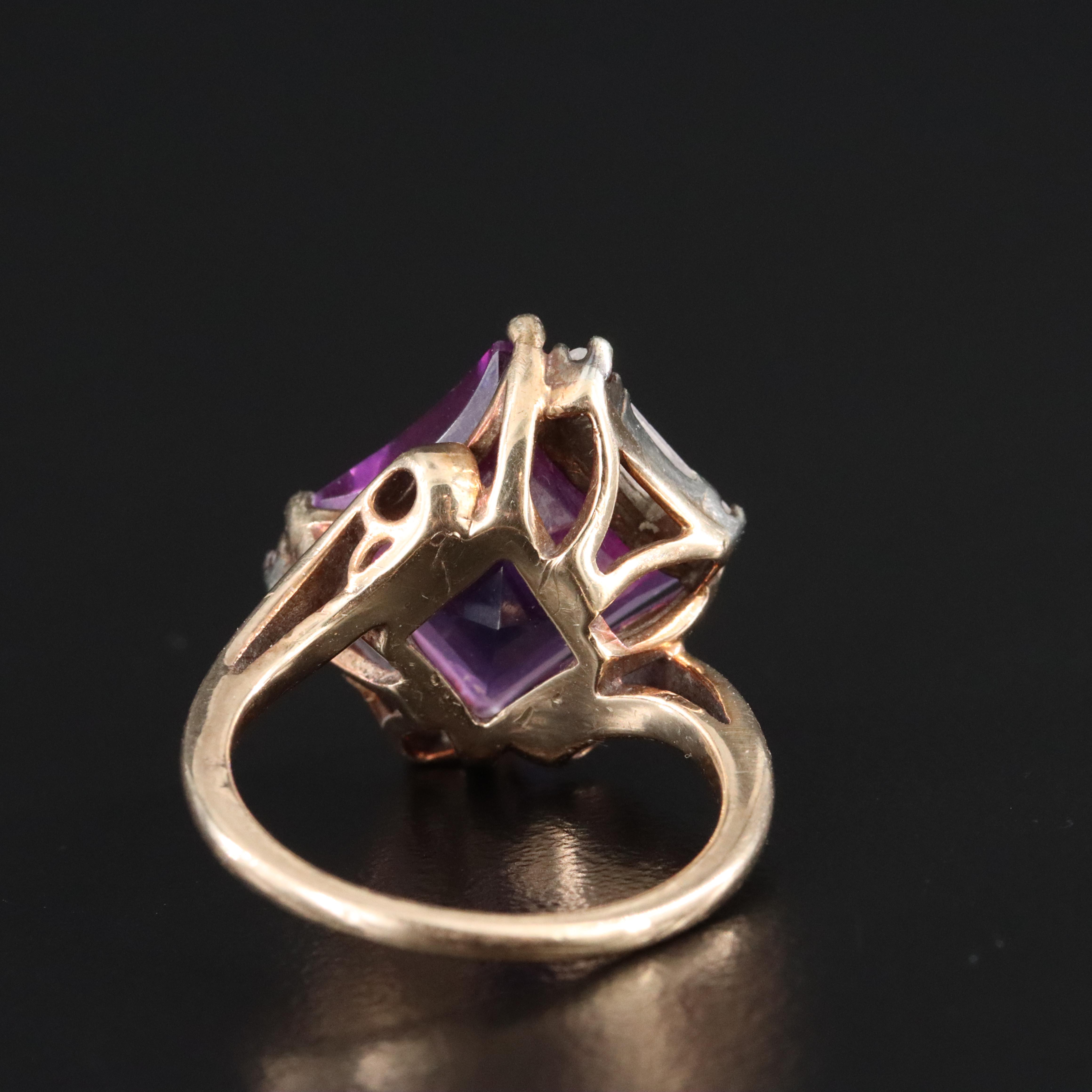 Vintage 10K Sapphire and White Topaz Ring