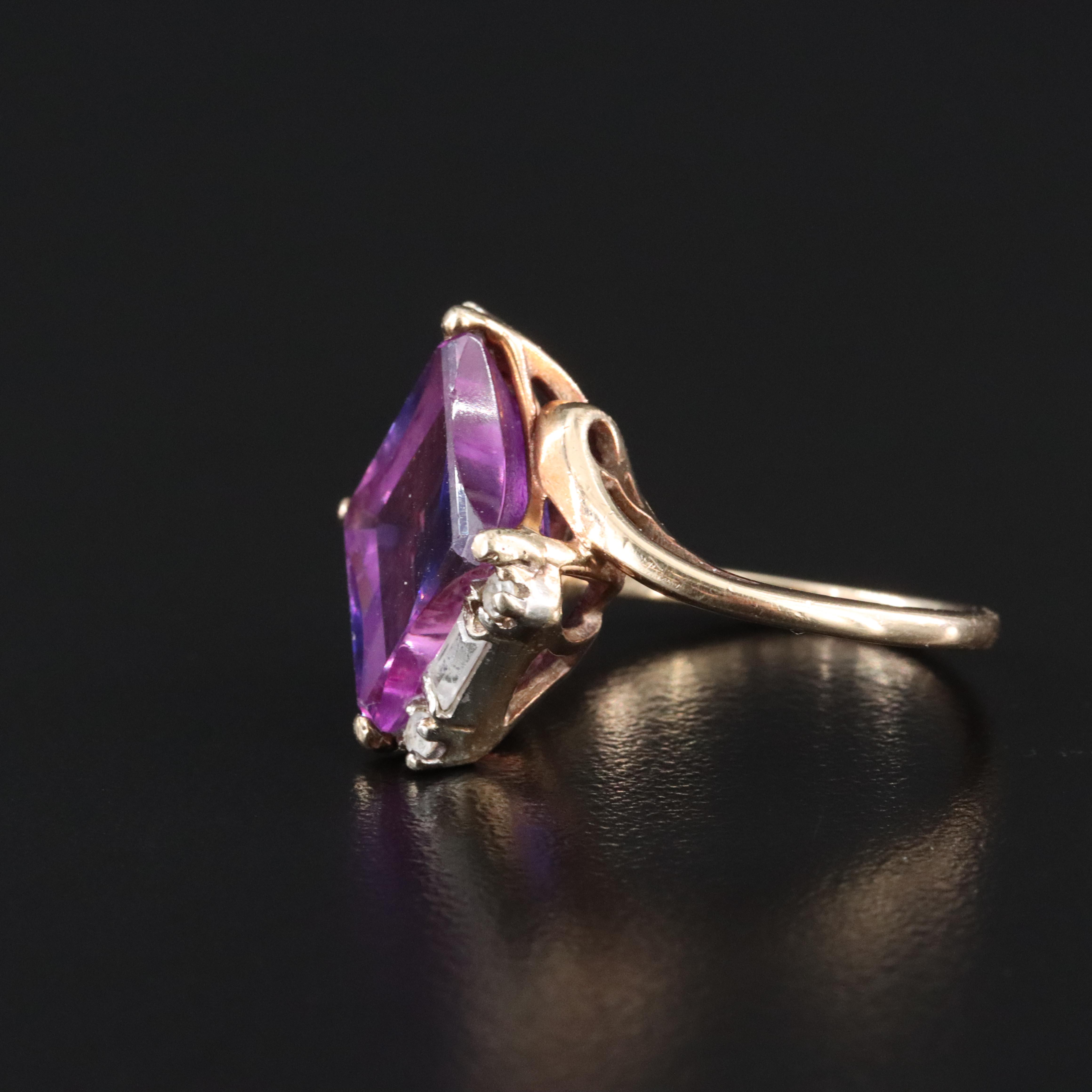 Vintage 10K Sapphire and White Topaz Ring